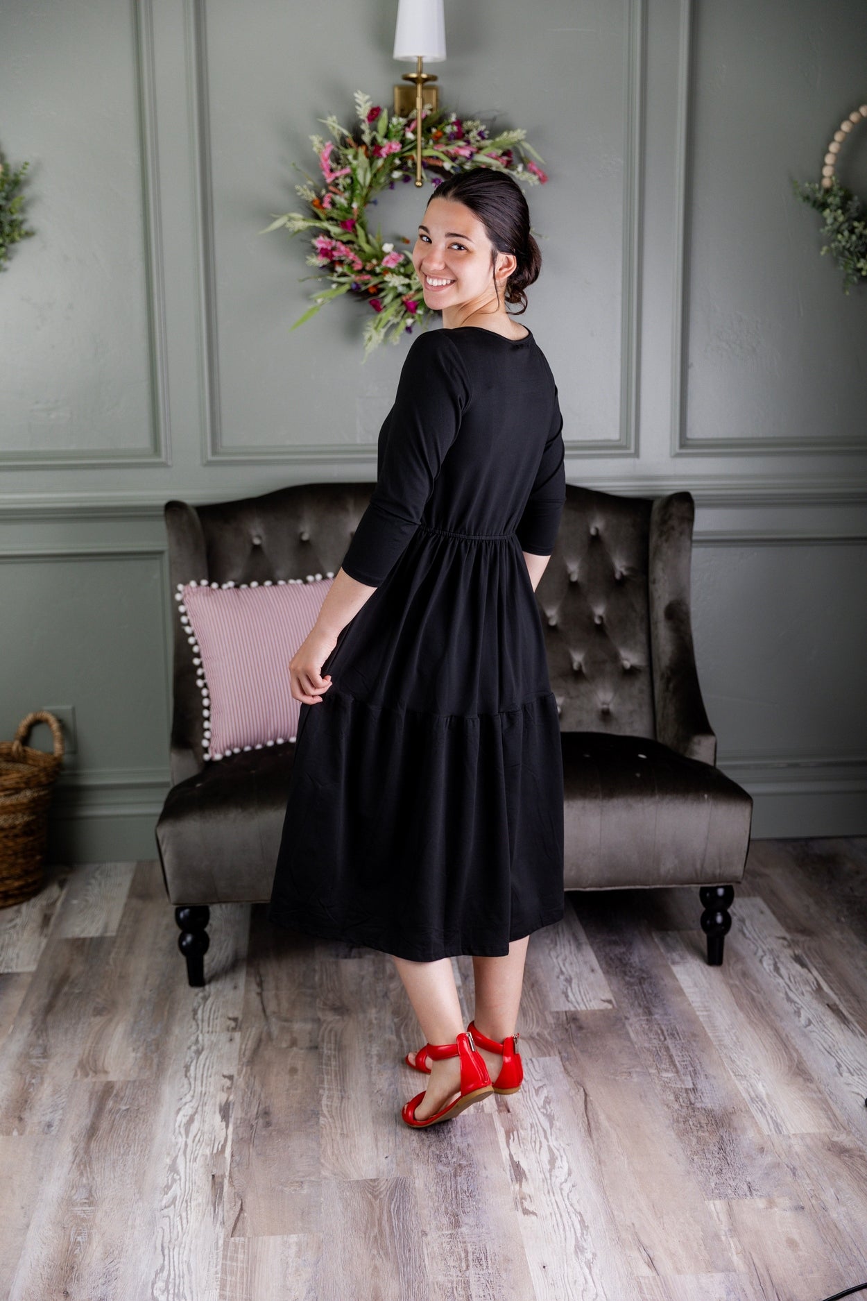 Model wearing Nuggles® Nova Dress in Black