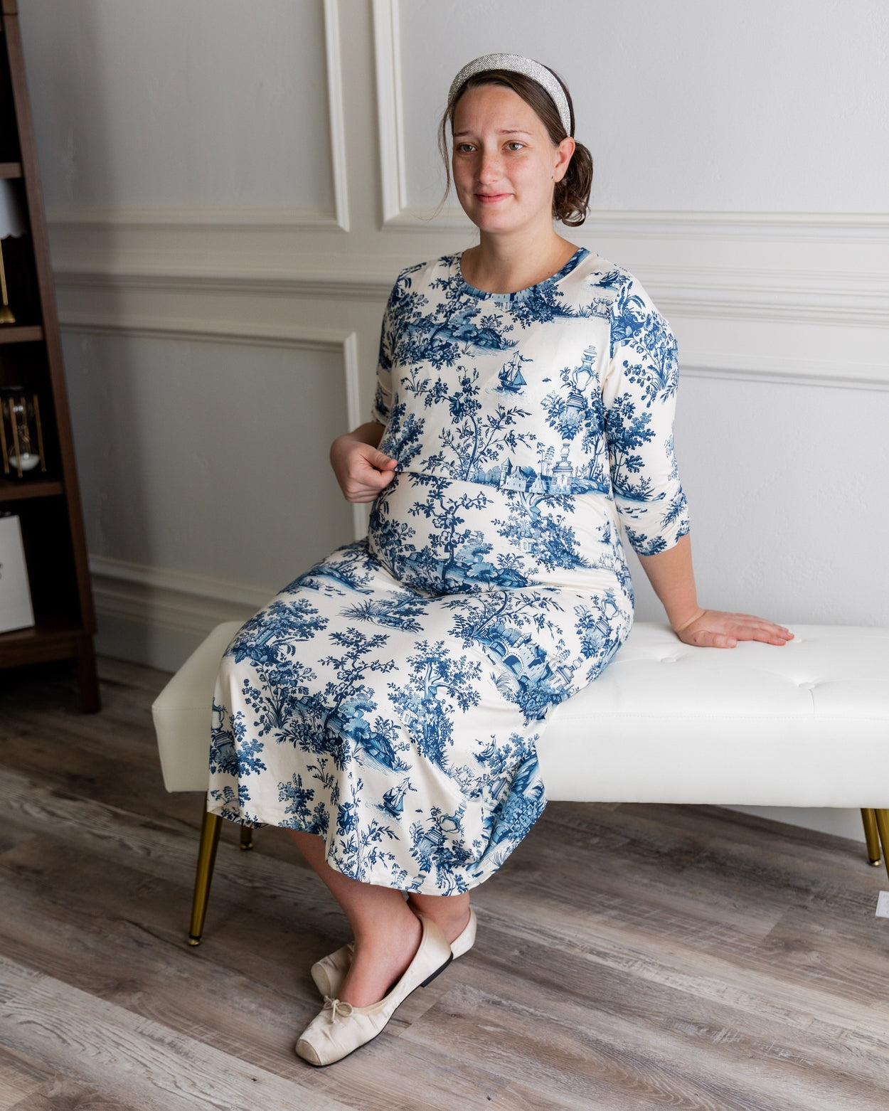 Nalani Nursing Dress in Bluebell Toile - Final Sale nuggles-clothing
