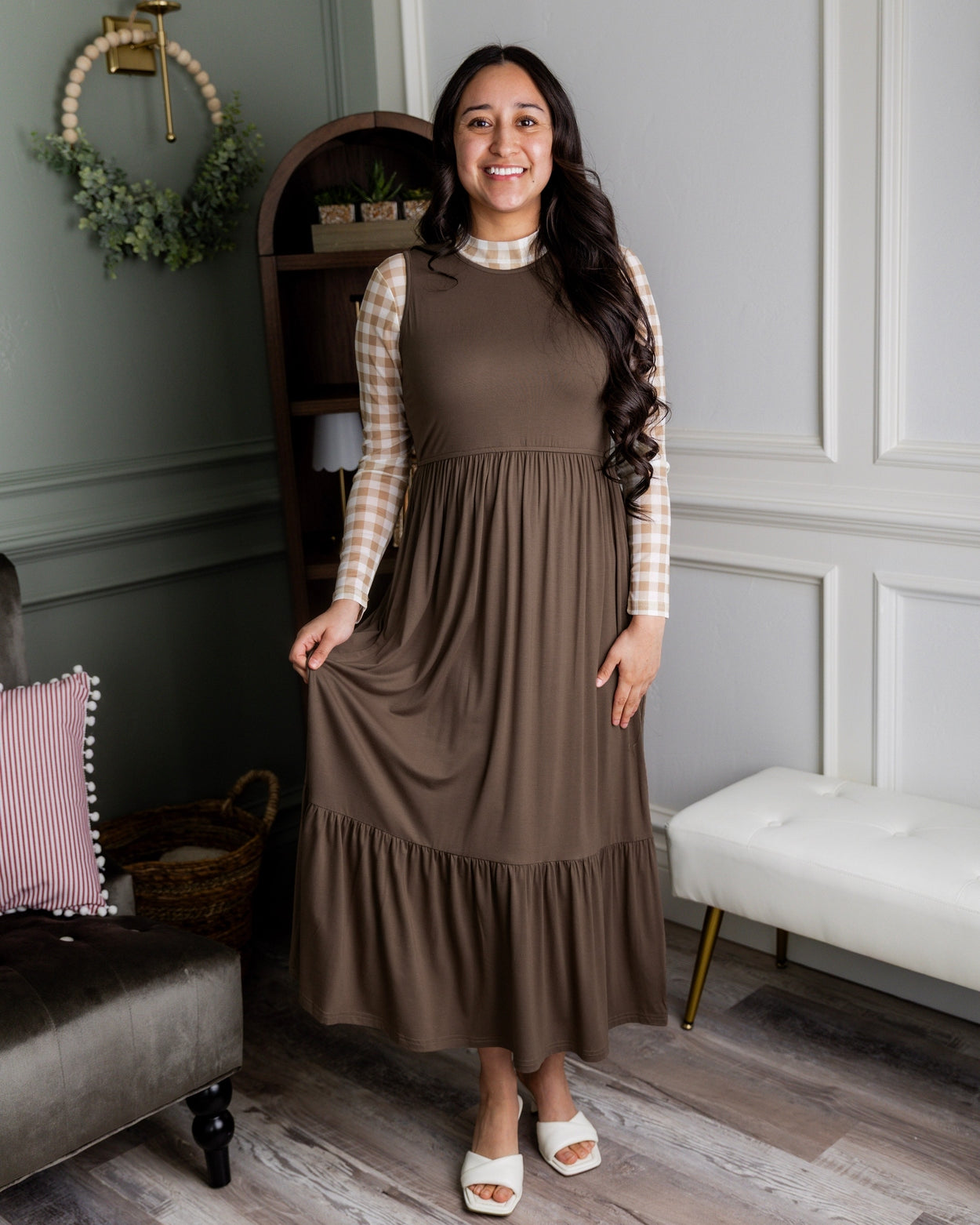 Riley Dress in Mocha Brown - Final Sale nuggles-clothing