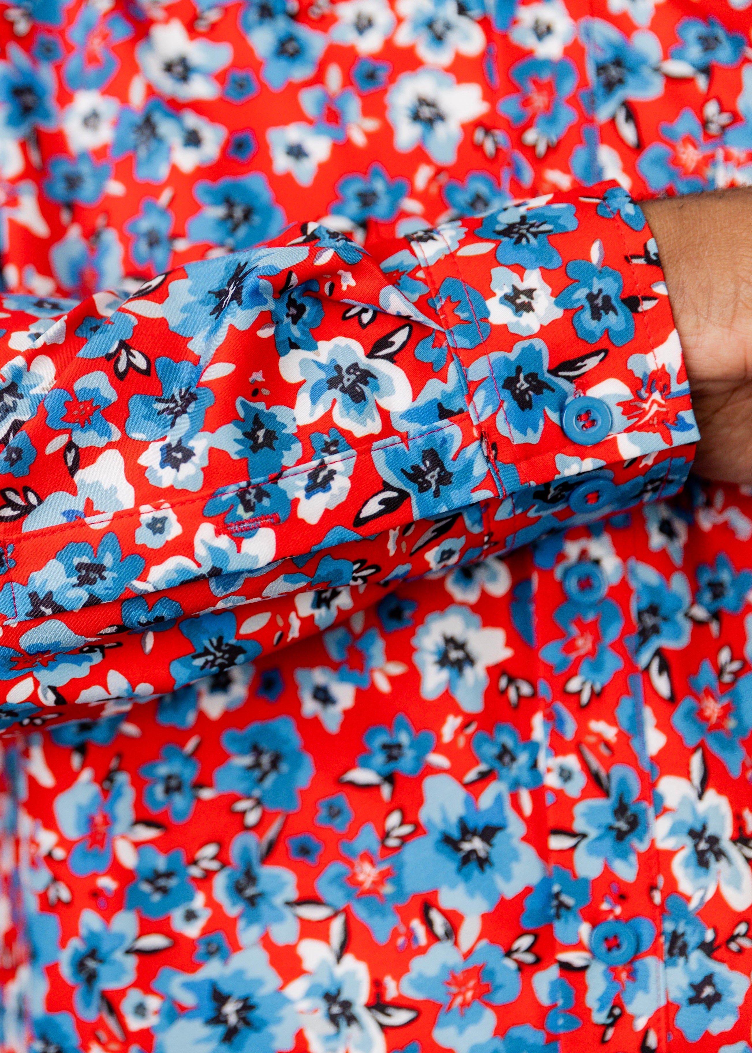 Model wearing Nuggles® Men's Button Down Shirt in Pinstripe Ditsy