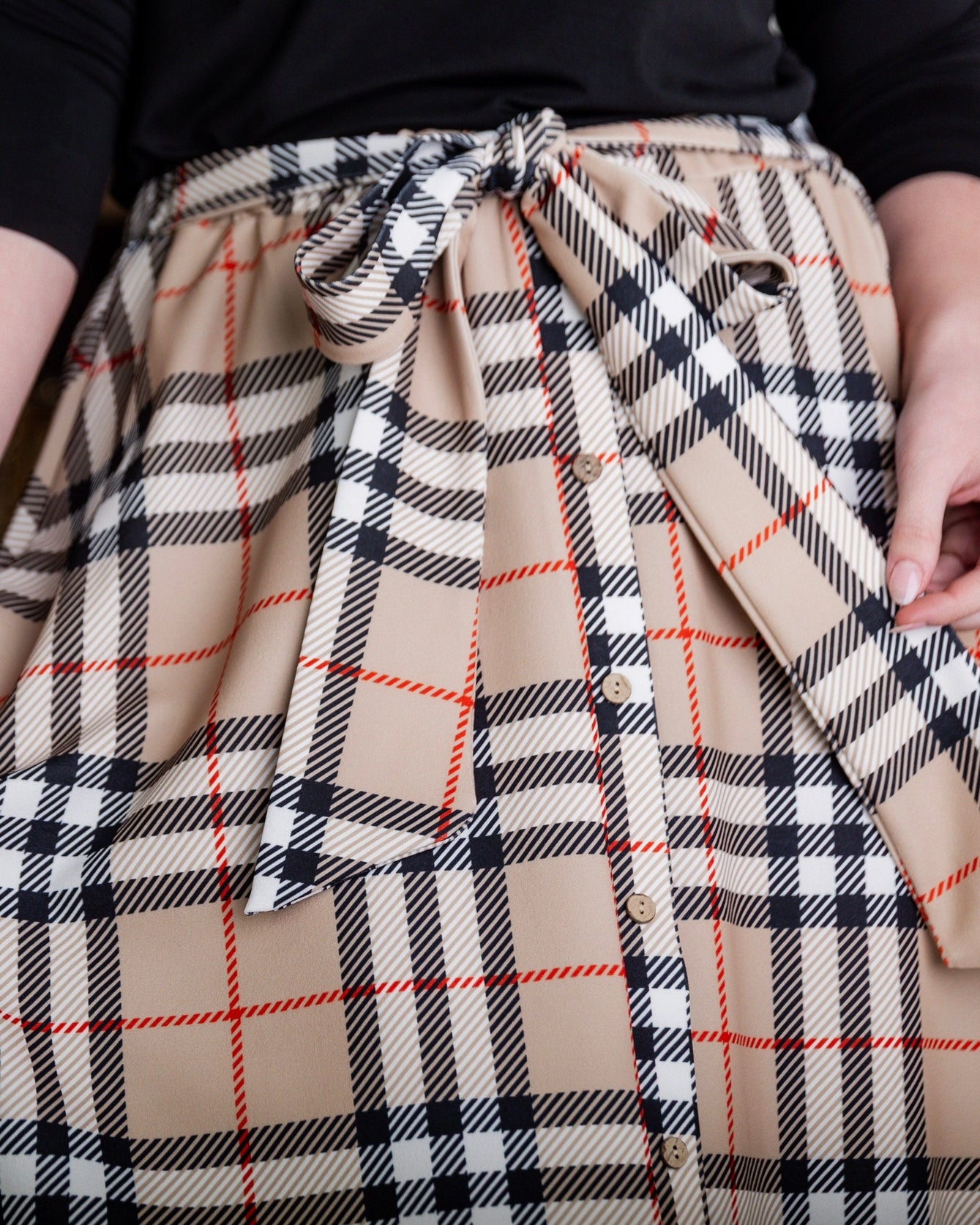 Bria Skirt in Sand Plaid nuggles-clothing