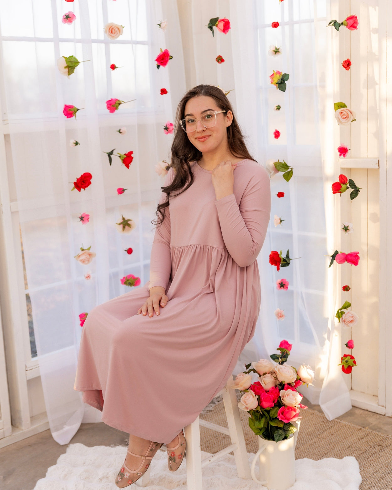 Farah Dress in Baby Pink - Final Sale nuggles-clothing