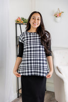 Mae Top by Nuggles® in contrasting knit fabric with front pocket