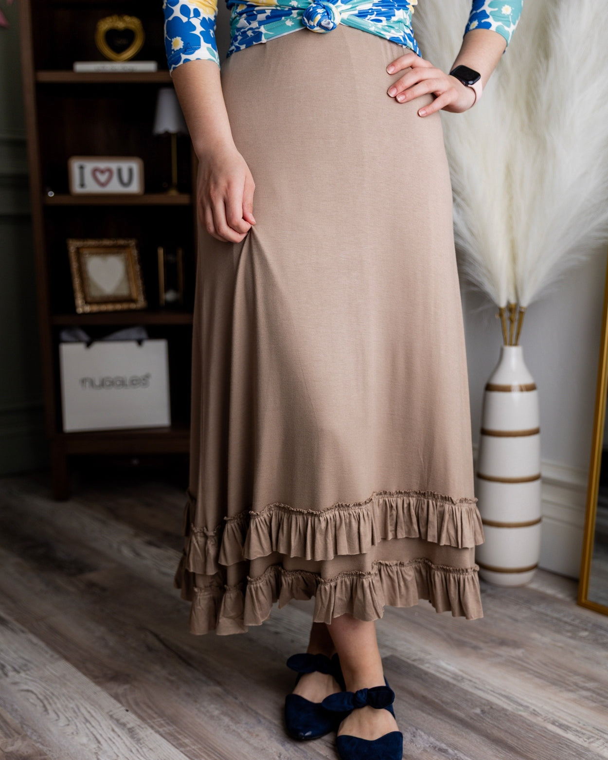 Callie Skirt in Dark Khaki - Final Sale nuggles-clothing
