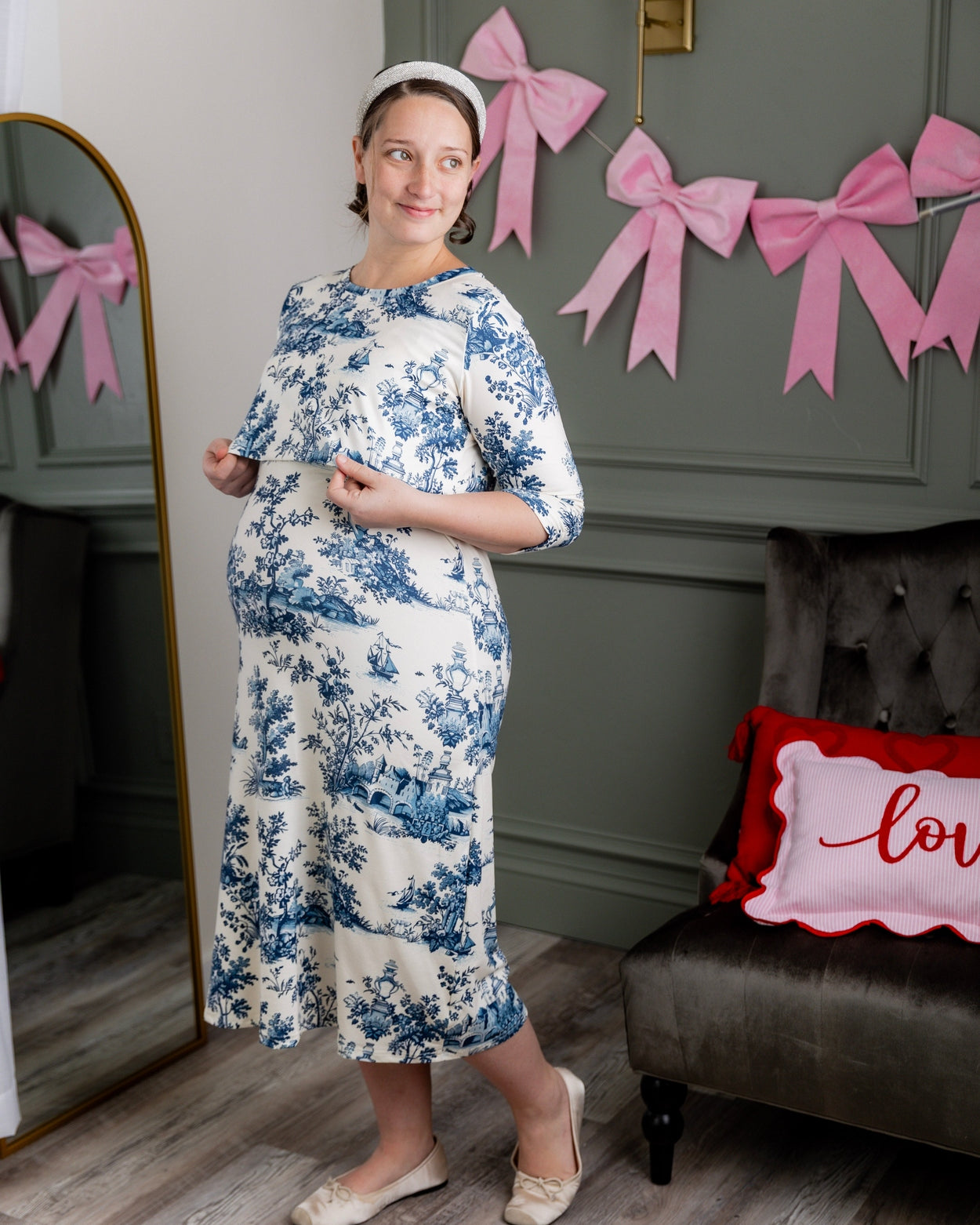 Nalani Nursing Dress in Bluebell Toile - Final Sale nuggles-clothing