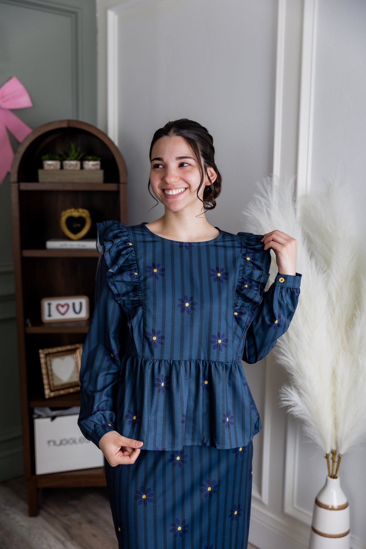 Rae Top in Pinstripe Ditsy nuggles-clothing