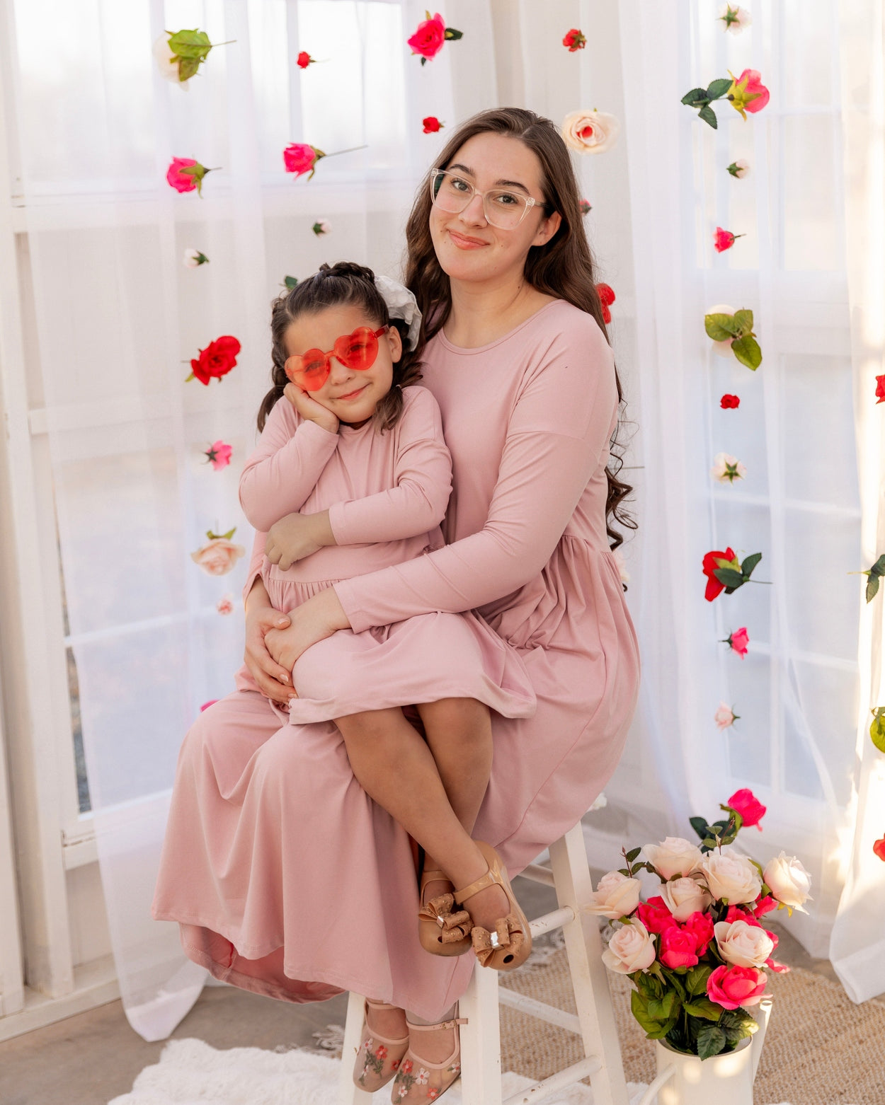 Girls' Farah Dress in Baby Pink - Final Sale nuggles-clothing