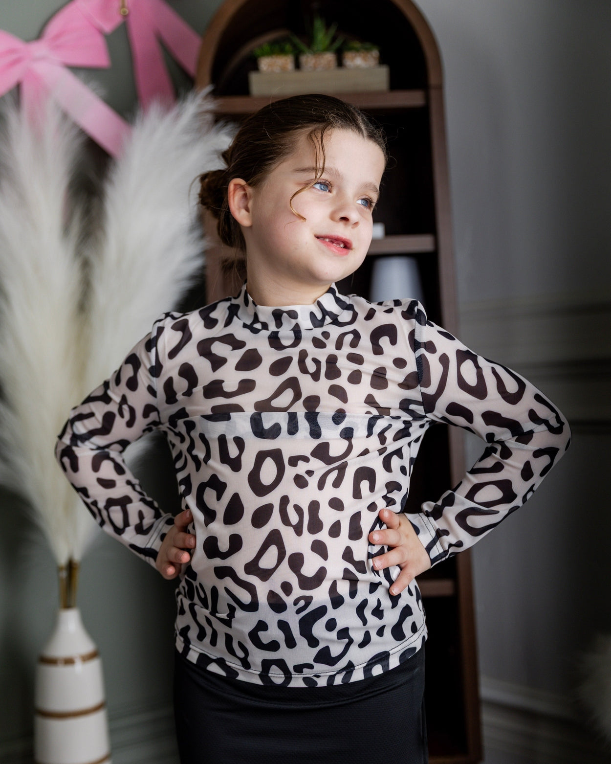 Girls' Mesh Tee in Snow Leopard nuggles-clothing