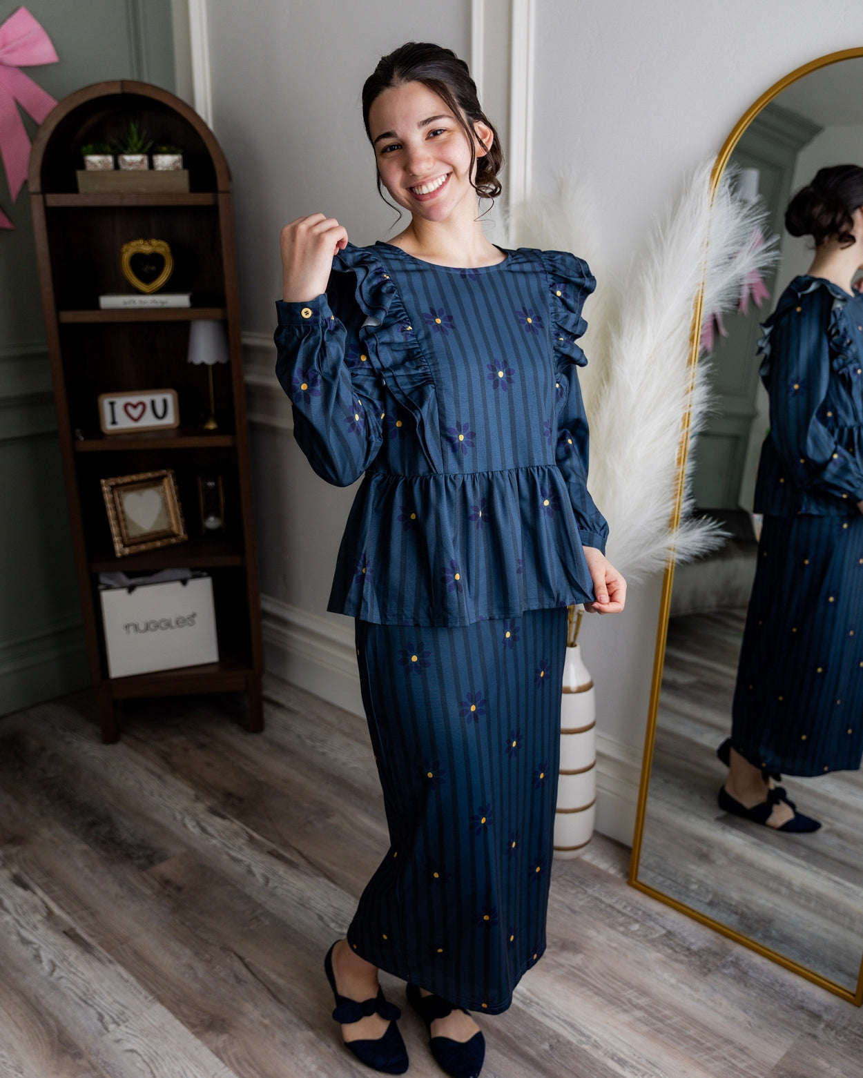 Rae Top in Pinstripe Ditsy nuggles-clothing