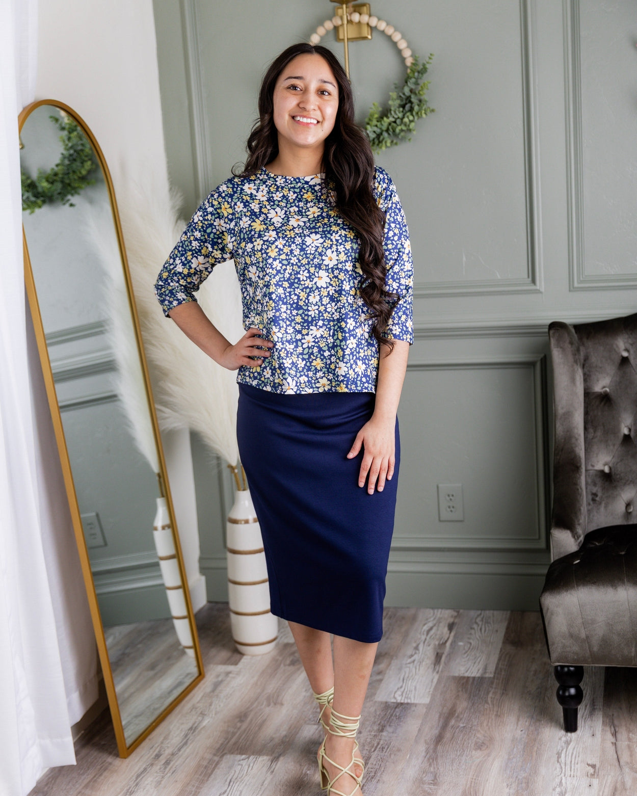 Lucia Top in Cottage Blue nuggles-clothing
