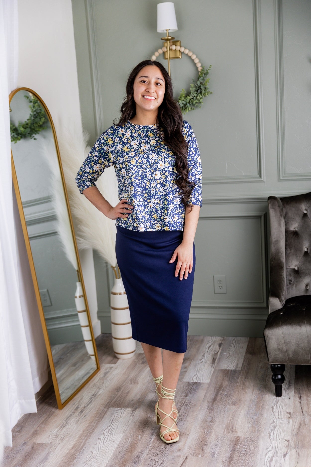 Lucia Top in Cottage Blue nuggles-clothing