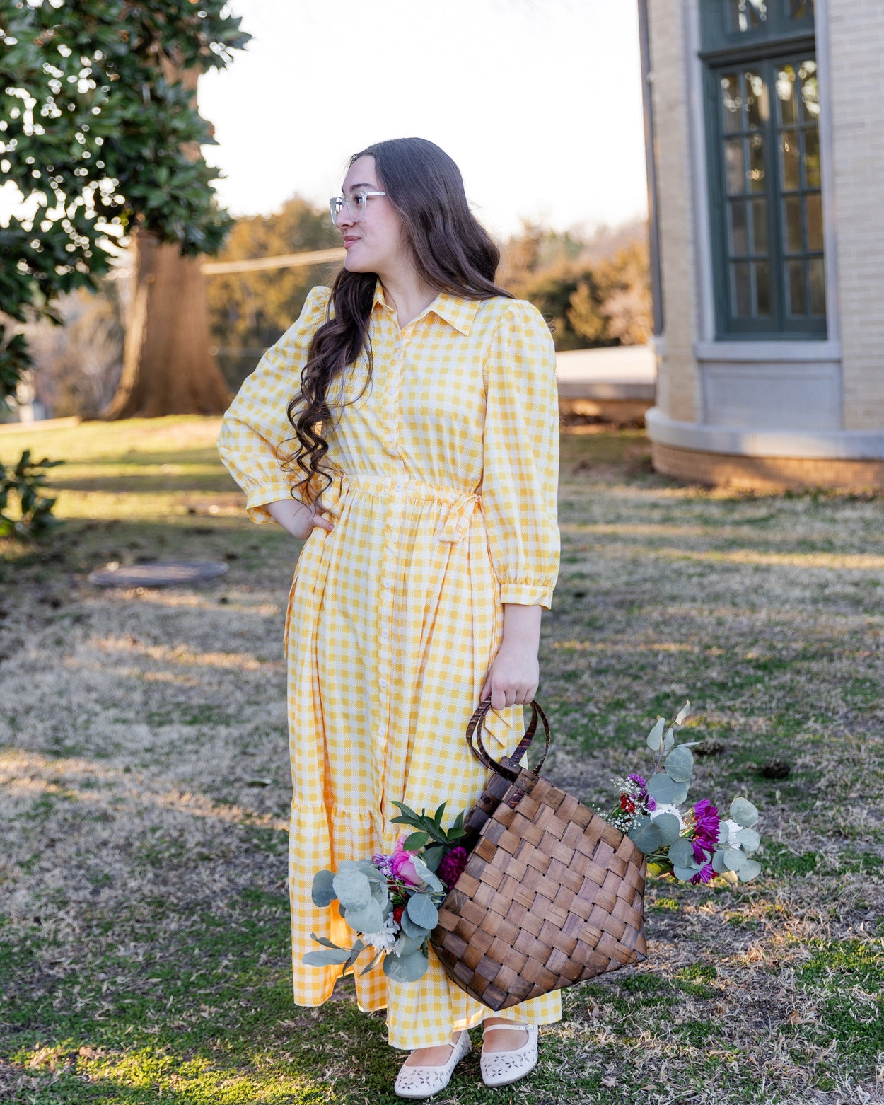Leila Dress in Sunshine Check nuggles-clothing