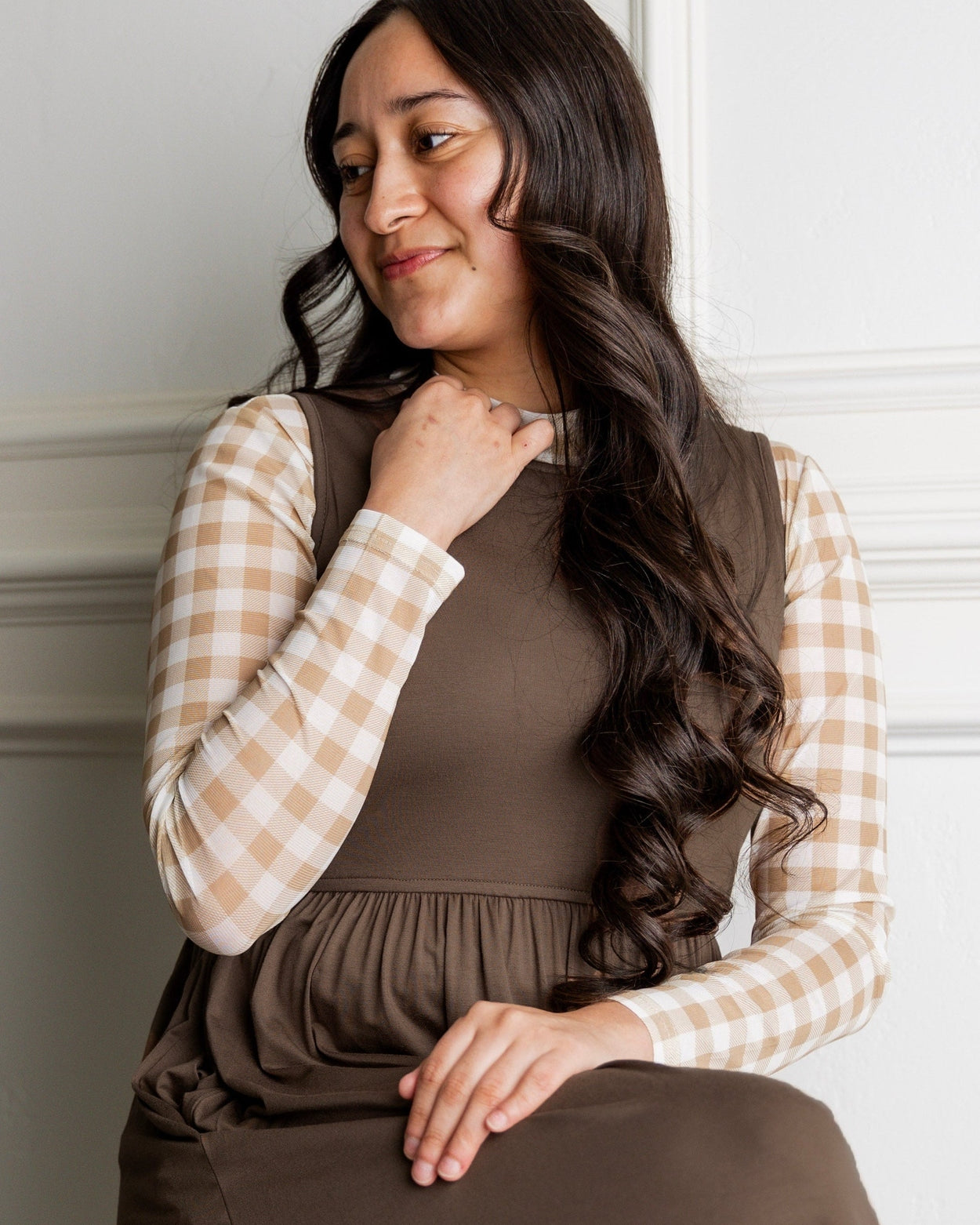 Mesh Tee in Sugarcone Gingham nuggles-clothing