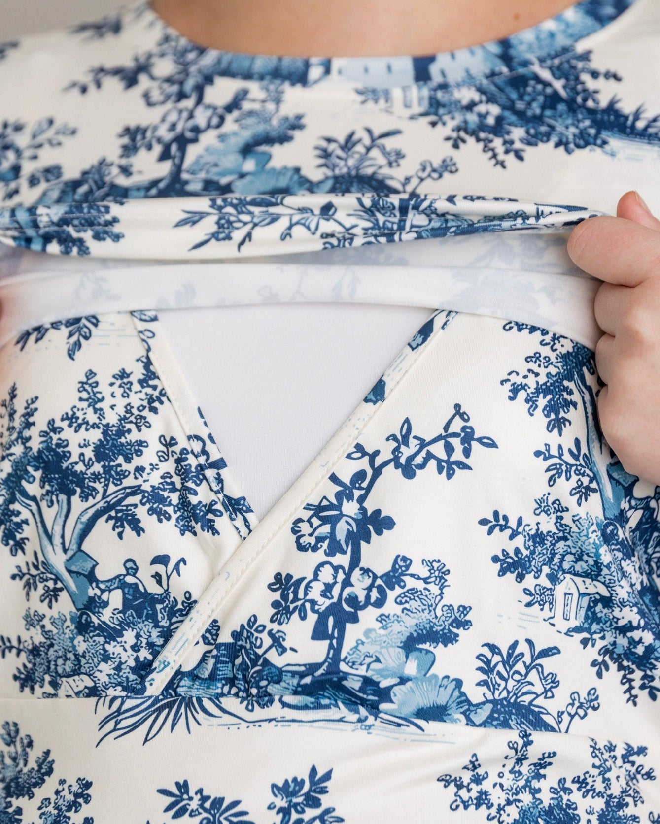 Nalani Nursing Dress in Bluebell Toile - Final Sale nuggles-clothing