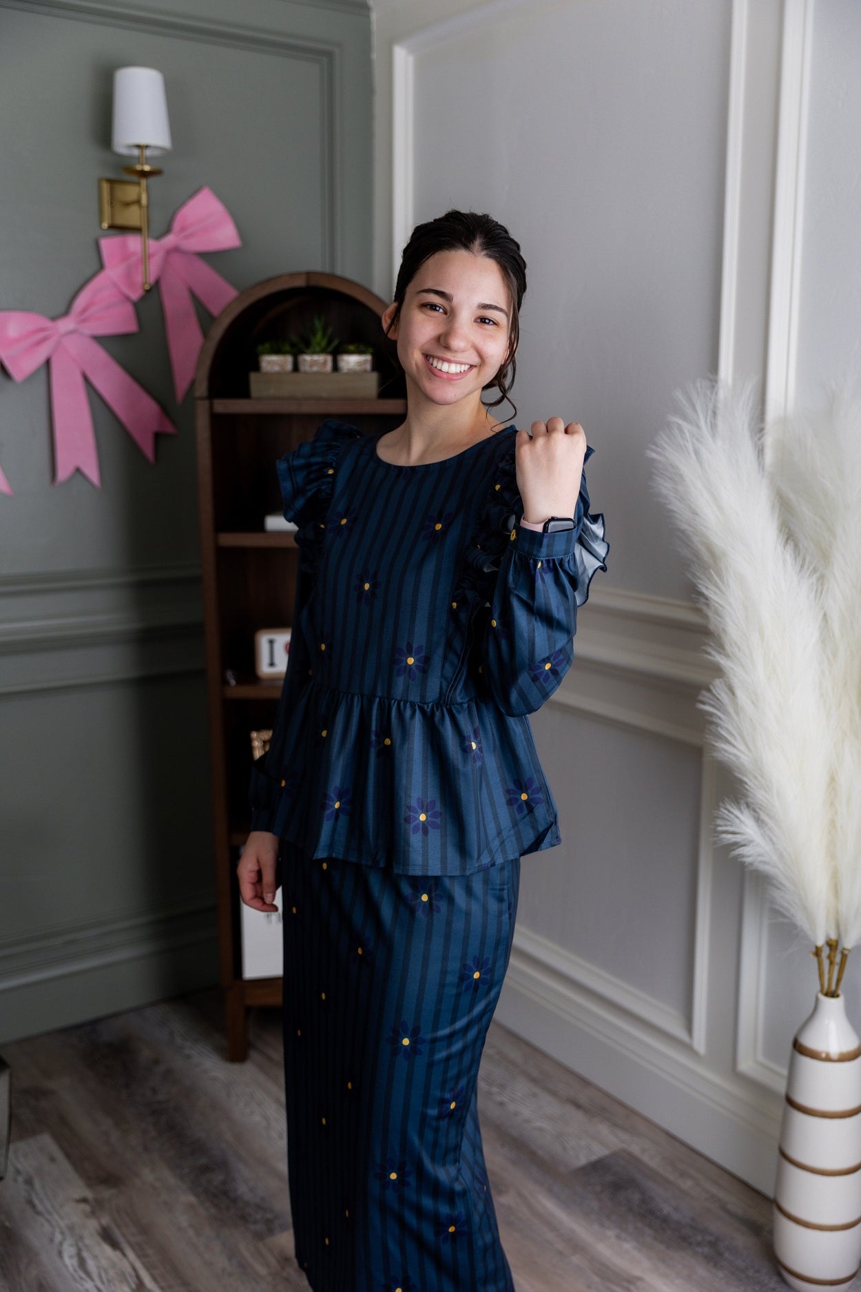 Rae Top in Pinstripe Ditsy nuggles-clothing