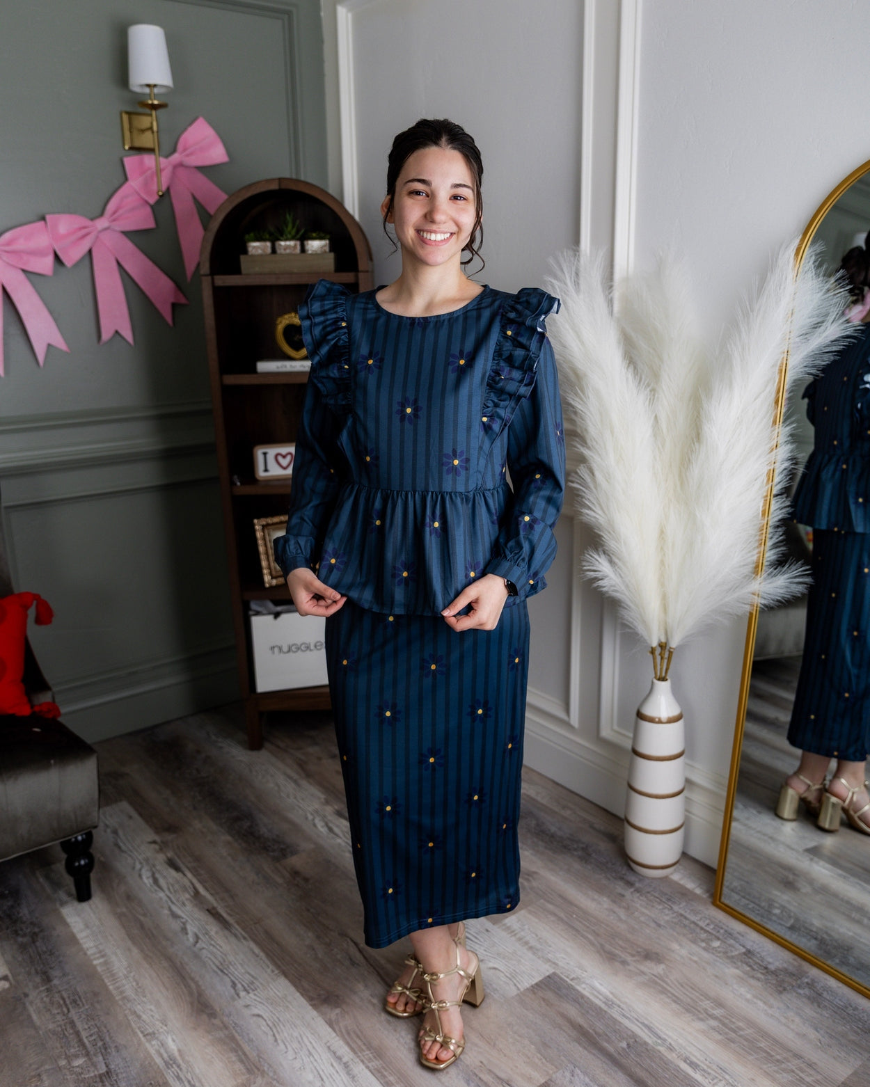 Rae Top in Pinstripe Ditsy nuggles-clothing