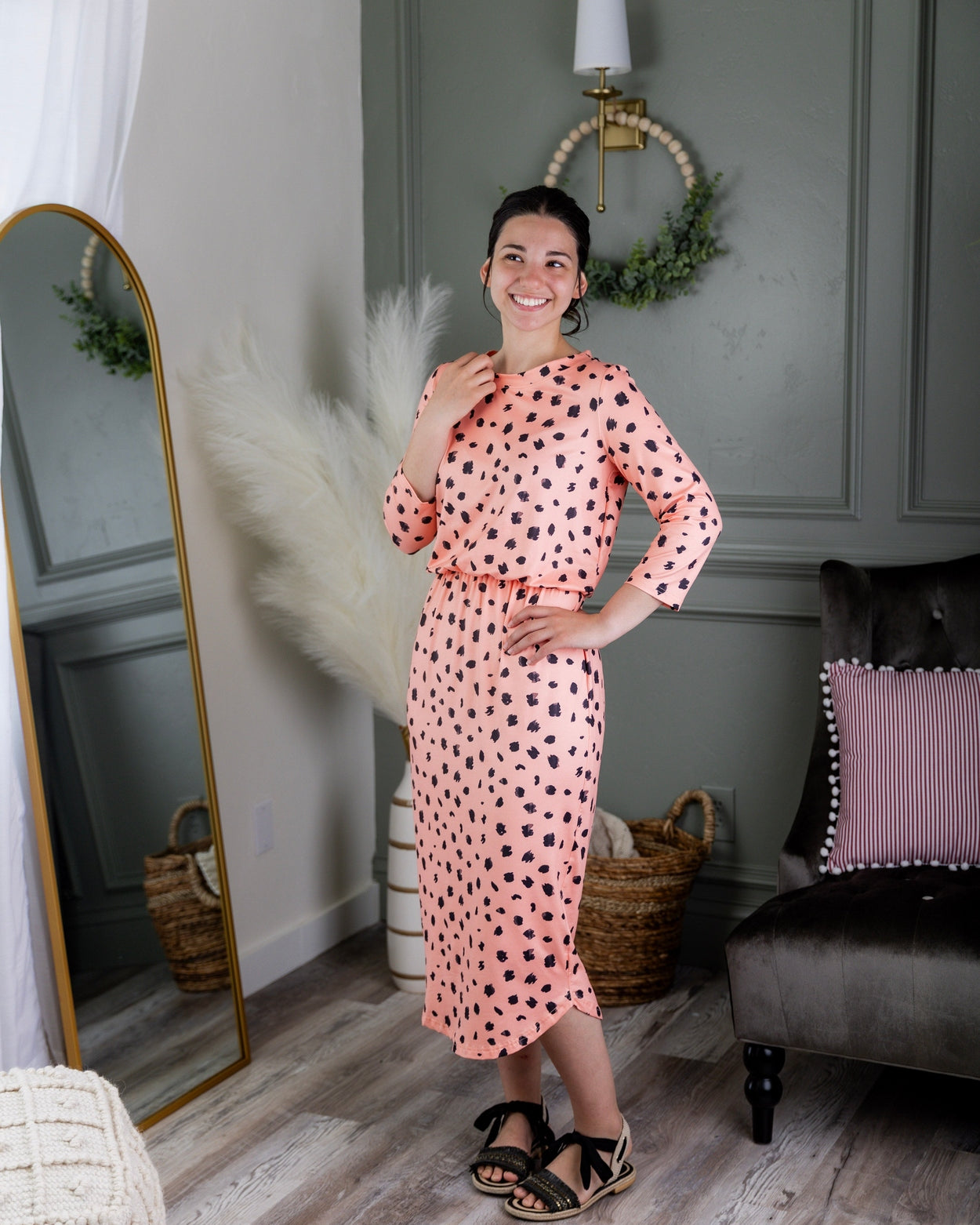 Model wearing Nuggles® Harper Jane Dress in Sweetheart