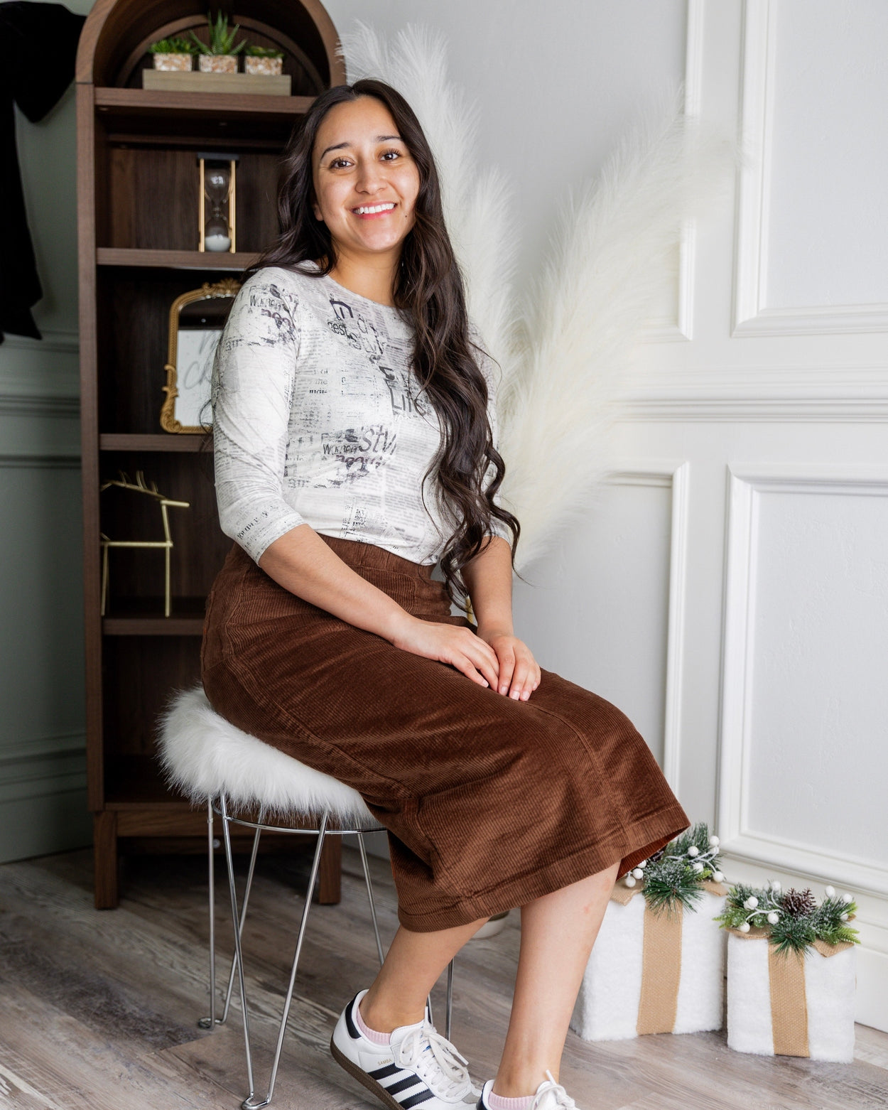 31" Corduroy Skirt in Rust - Final Sale nuggles-clothing