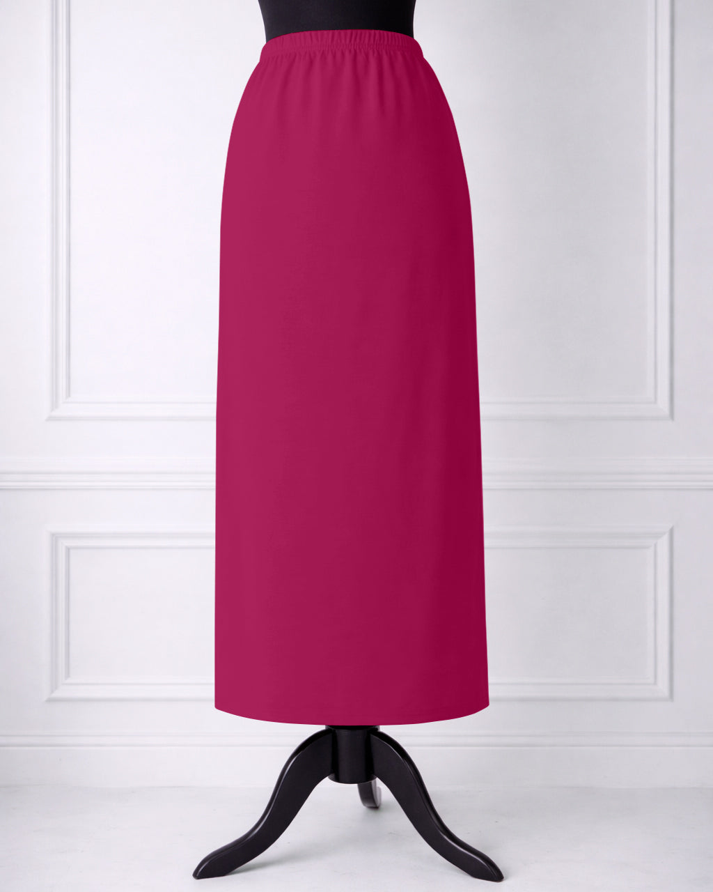 Stock photo of our Nuggles® 34-inch classic skirt elastic waistband and straight silhouette in Hot Pink