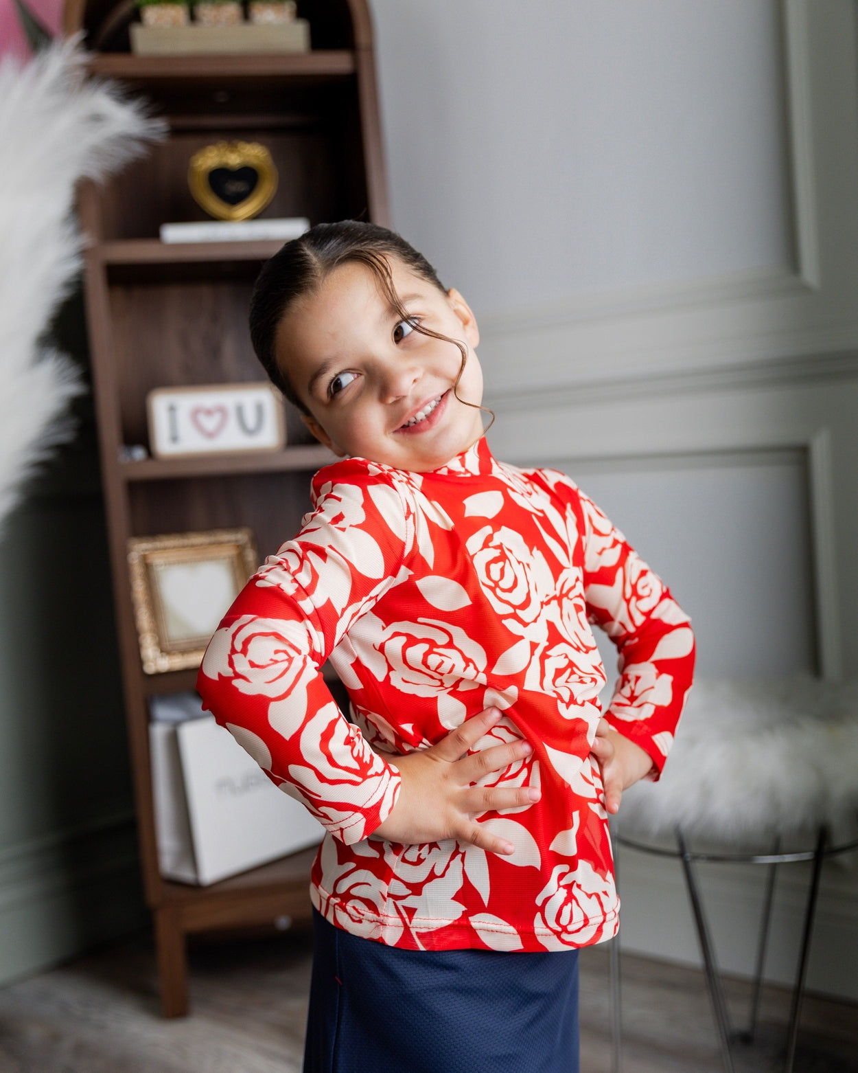 Girls' Mesh Tee in Rosie Rouge nuggles-clothing