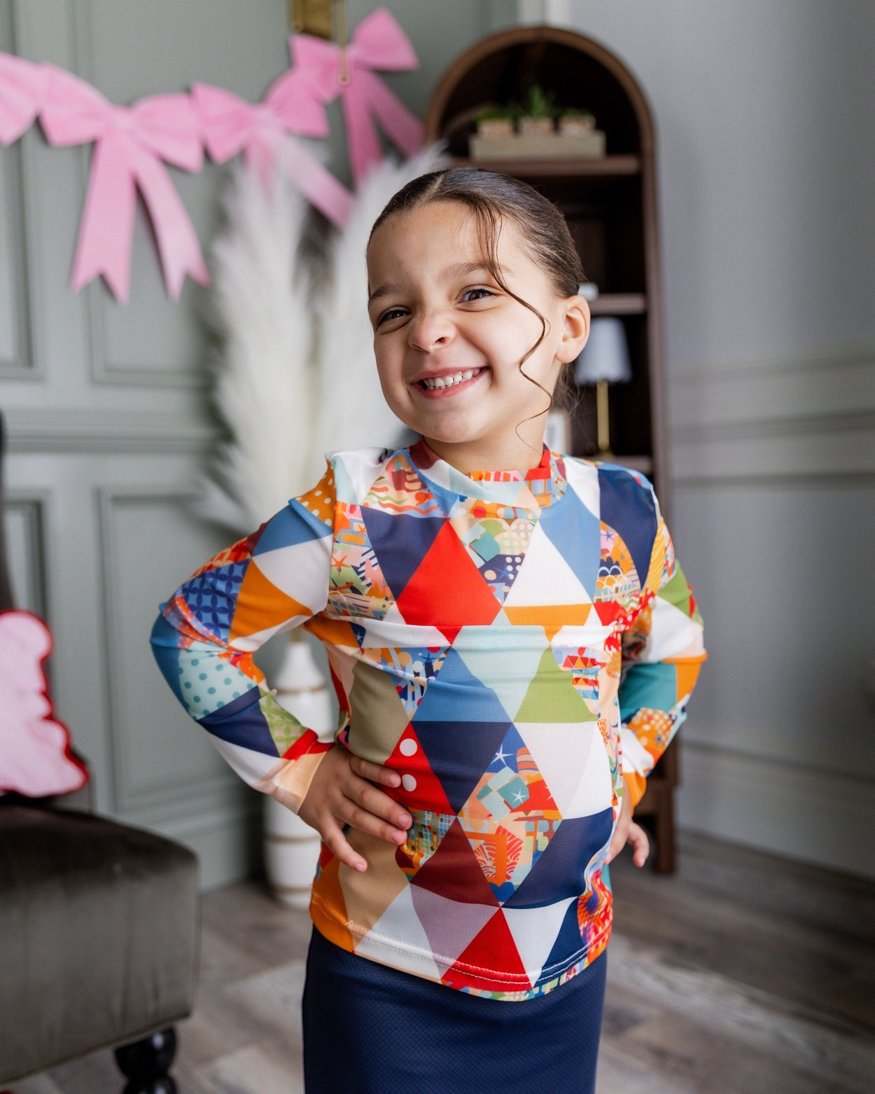 Girls' Mesh Tee in Triangle Taffy nuggles-clothing