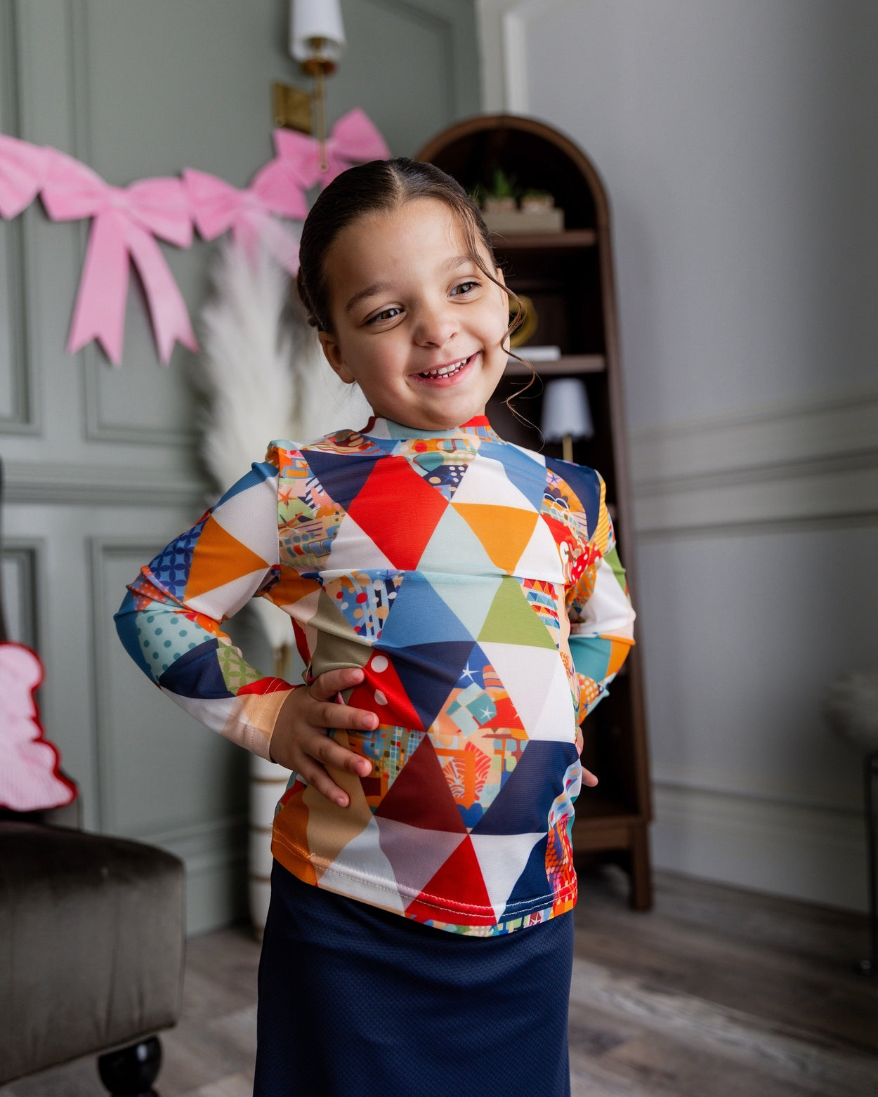 Girls' Mesh Tee in Triangle Taffy nuggles-clothing