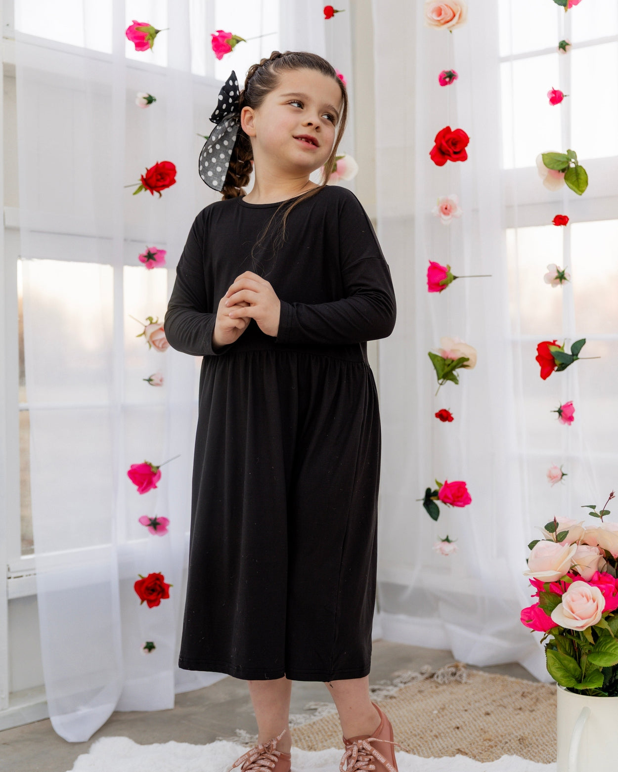 Girls' Farah Dress in Black - Final Sale nuggles-clothing