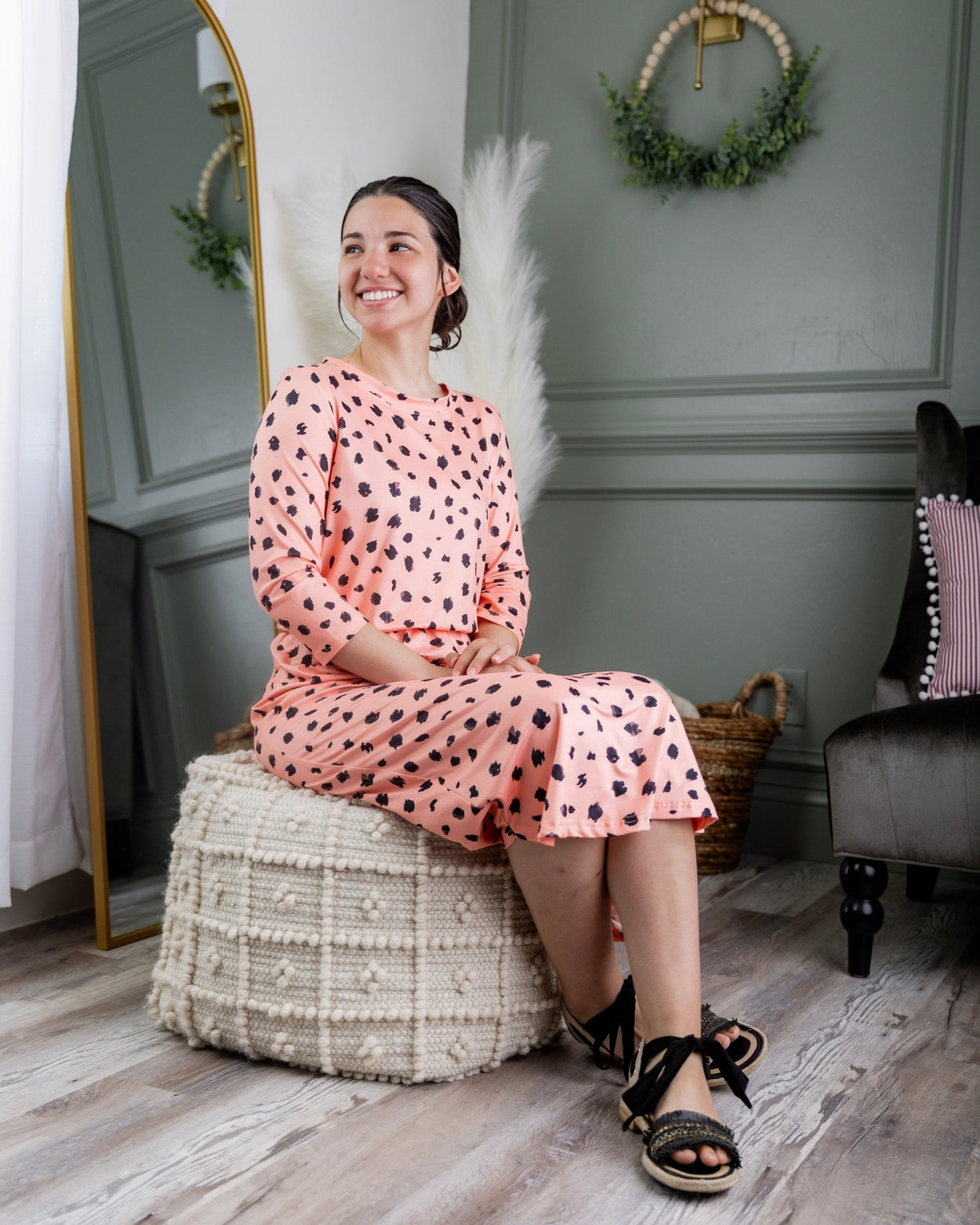 Model wearing Nuggles® Harper Jane Dress in Sweetheart