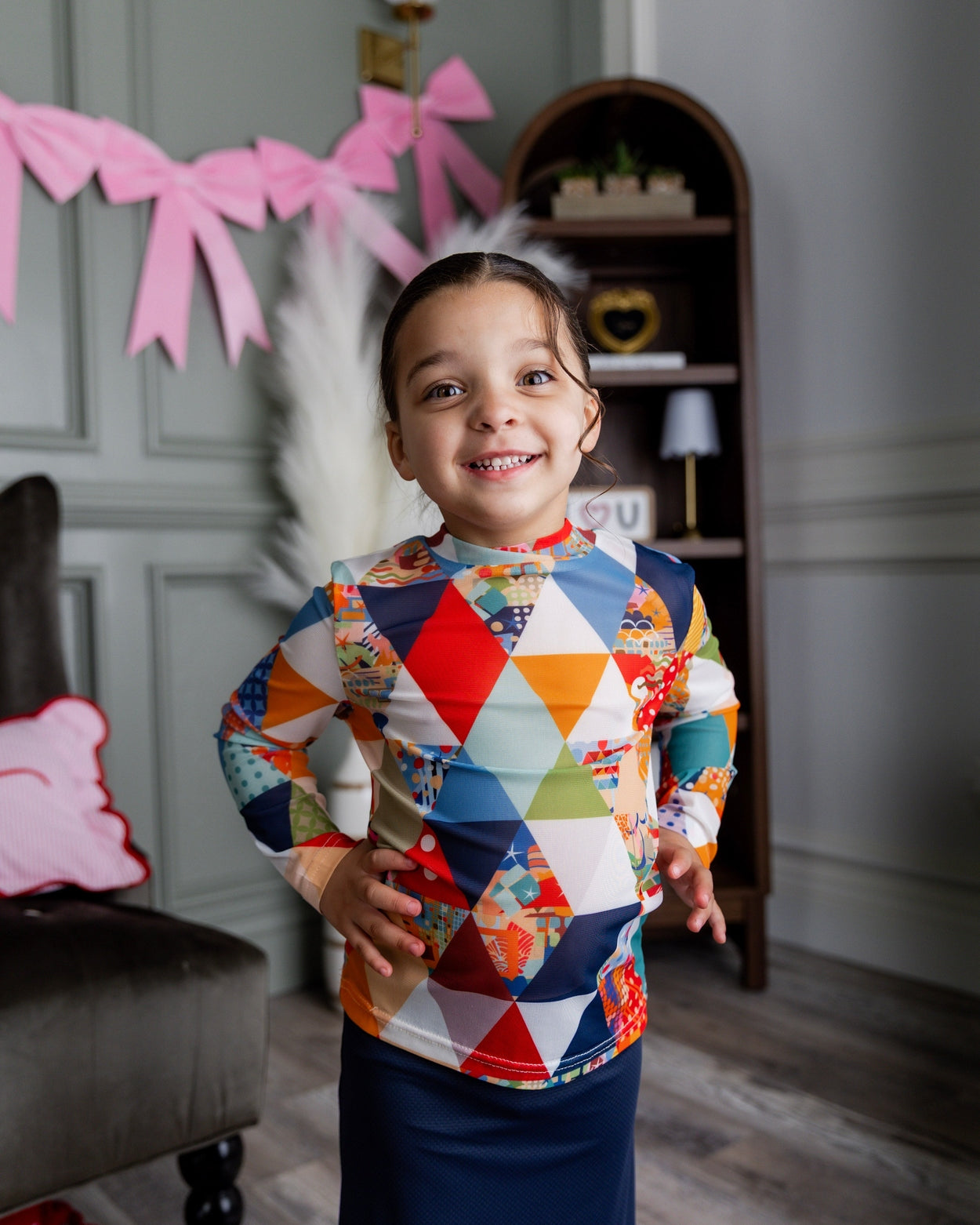 Girls' Mesh Tee in Triangle Taffy nuggles-clothing