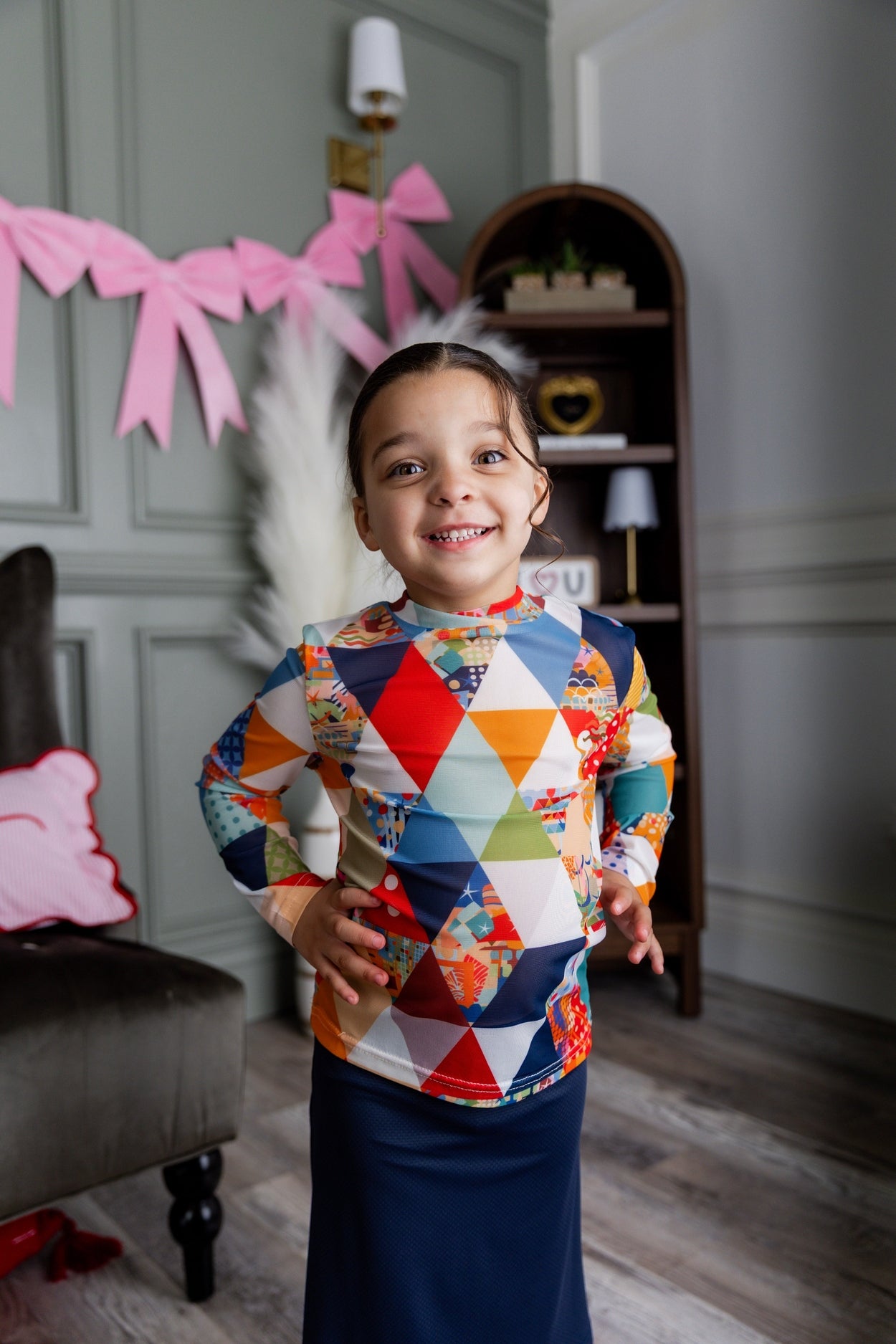 Girls' Mesh Tee in Triangle Taffy nuggles-clothing