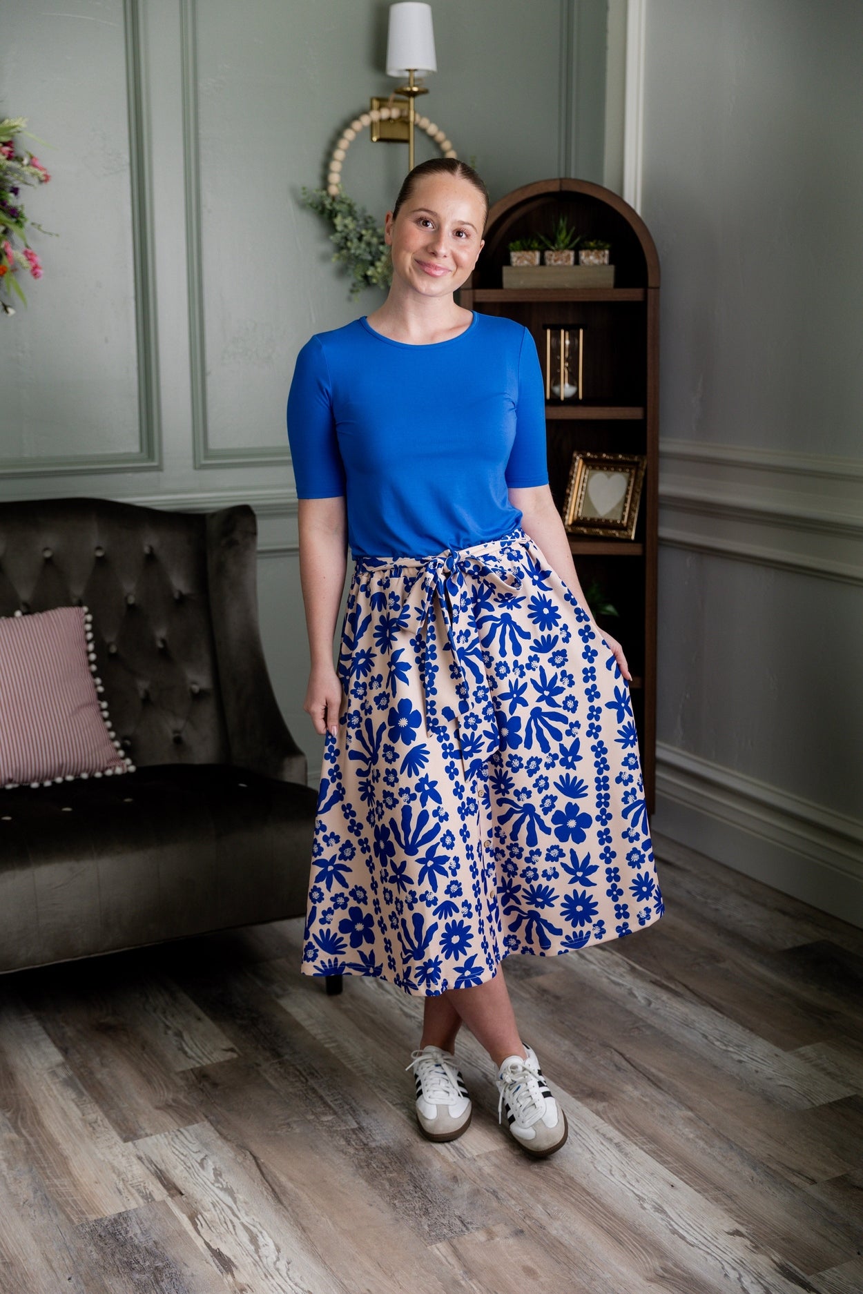 Bria Skirt in Sapphire Scrolls nuggles-clothing