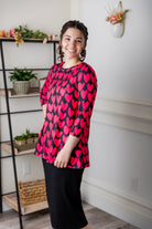 Modest 3/4 sleeve tunic top for women – Lexi Top by Nuggles®, flattering loose fit with soft stretch fabric.