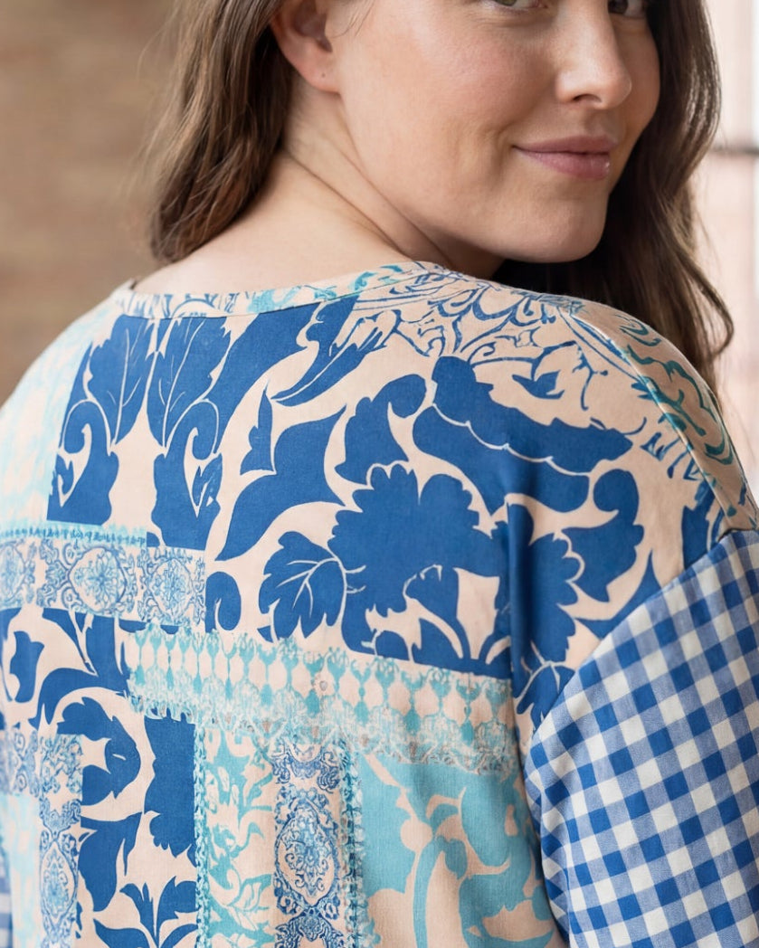 Model wearing Nuggles® Bryauna Top in Lakeside Patch