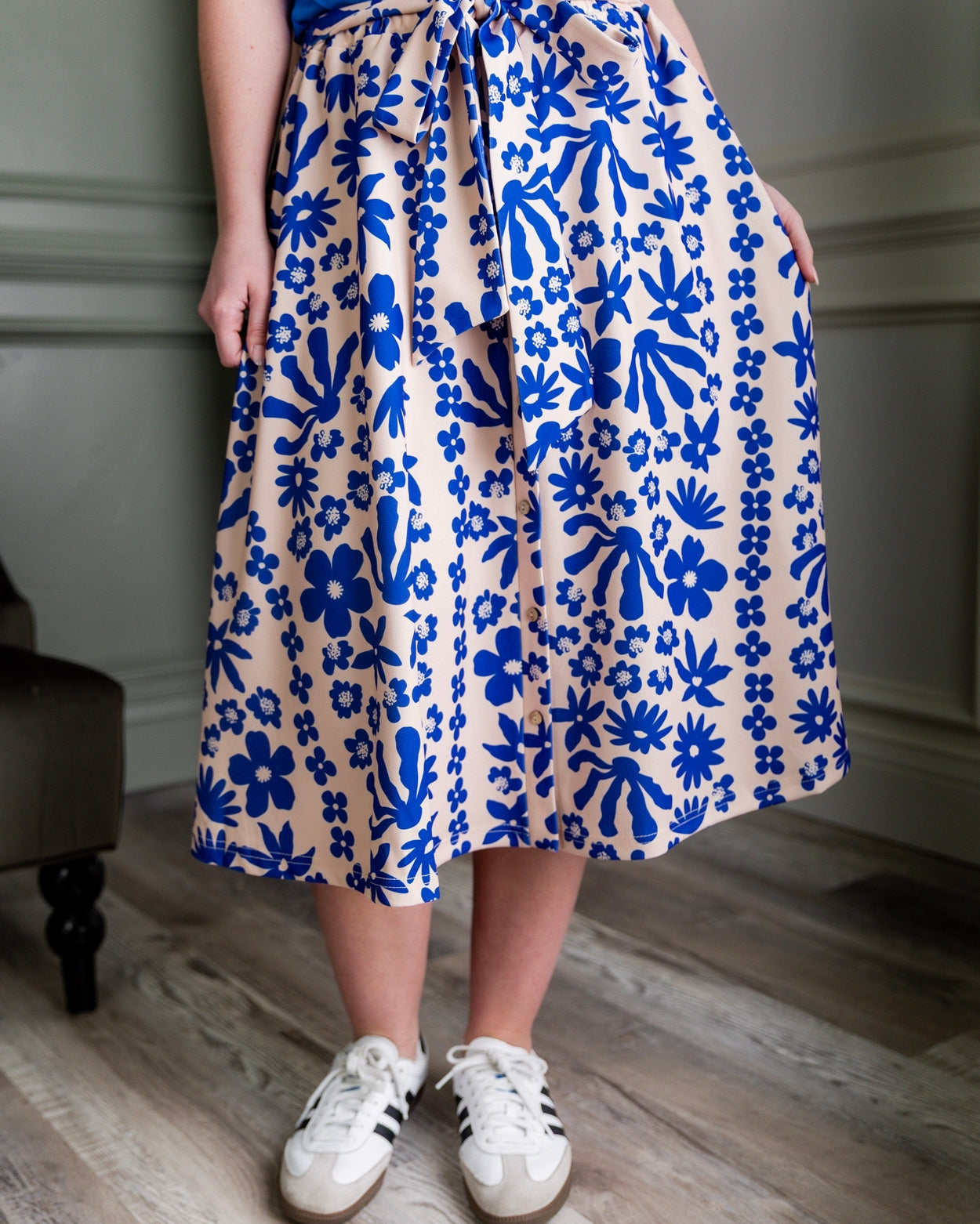 Bria Skirt in Sapphire Scrolls nuggles-clothing