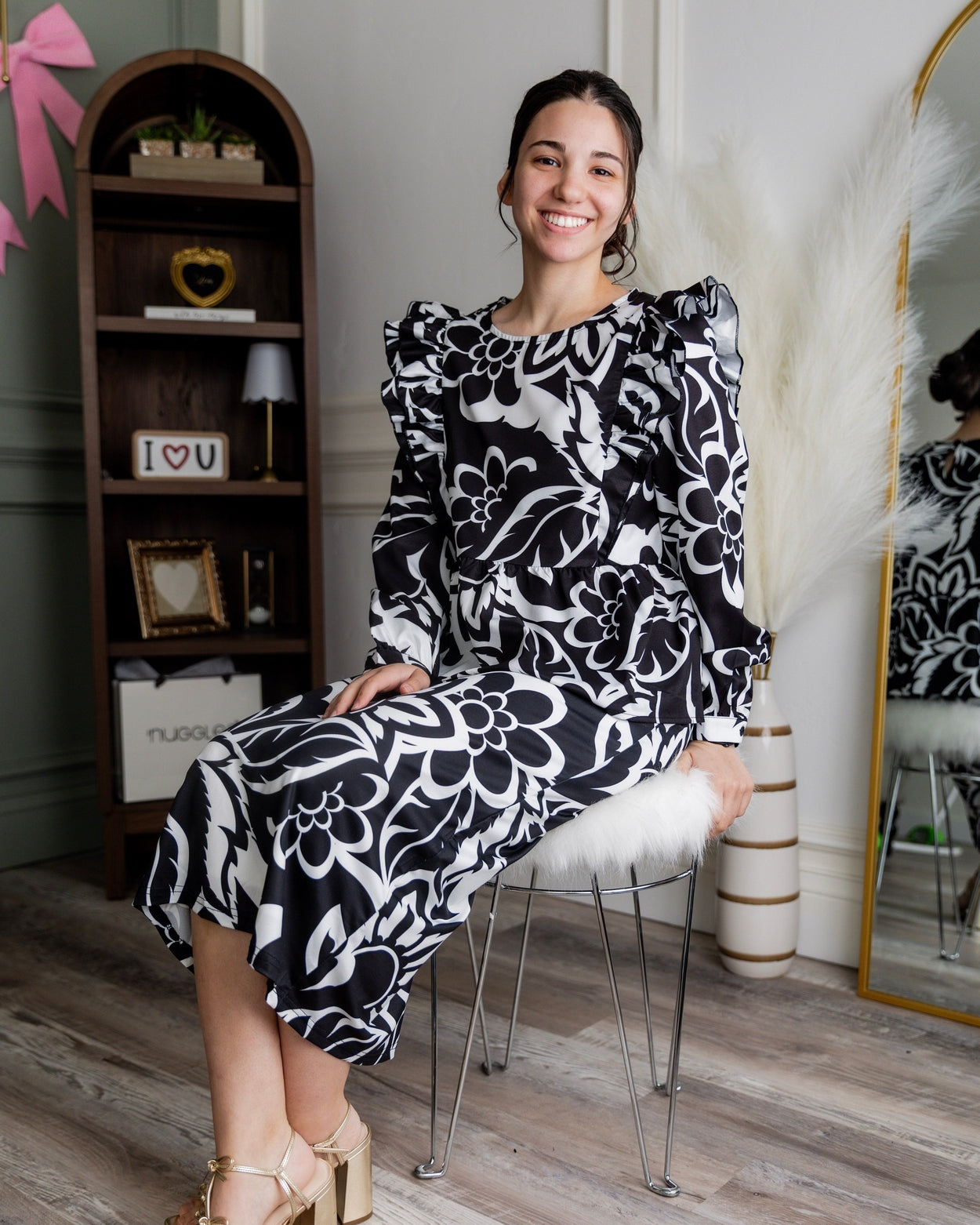 Rae Top in Noir Floral- Final Sale nuggles-clothing