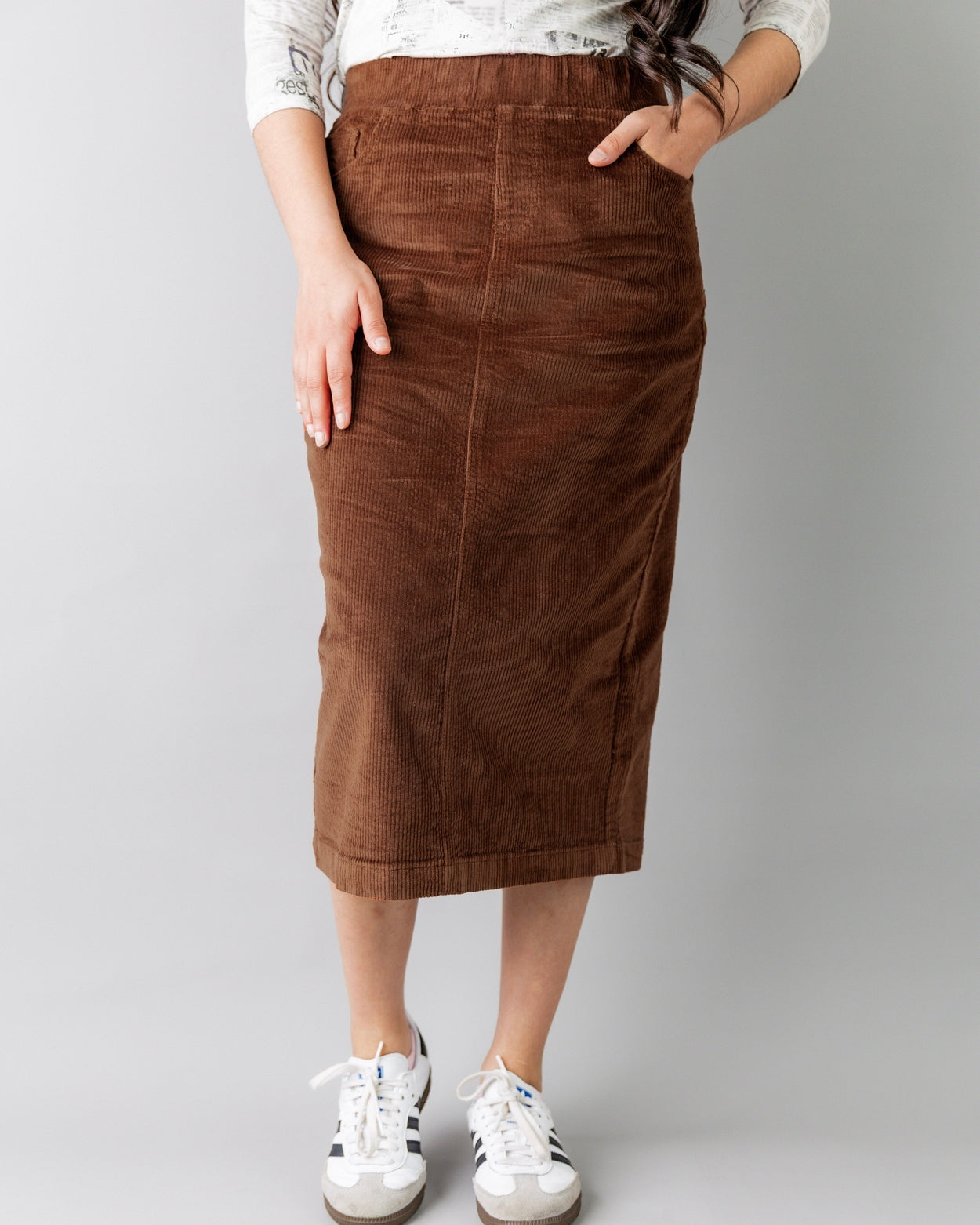31" Corduroy Skirt in Rust - Final Sale nuggles-clothing