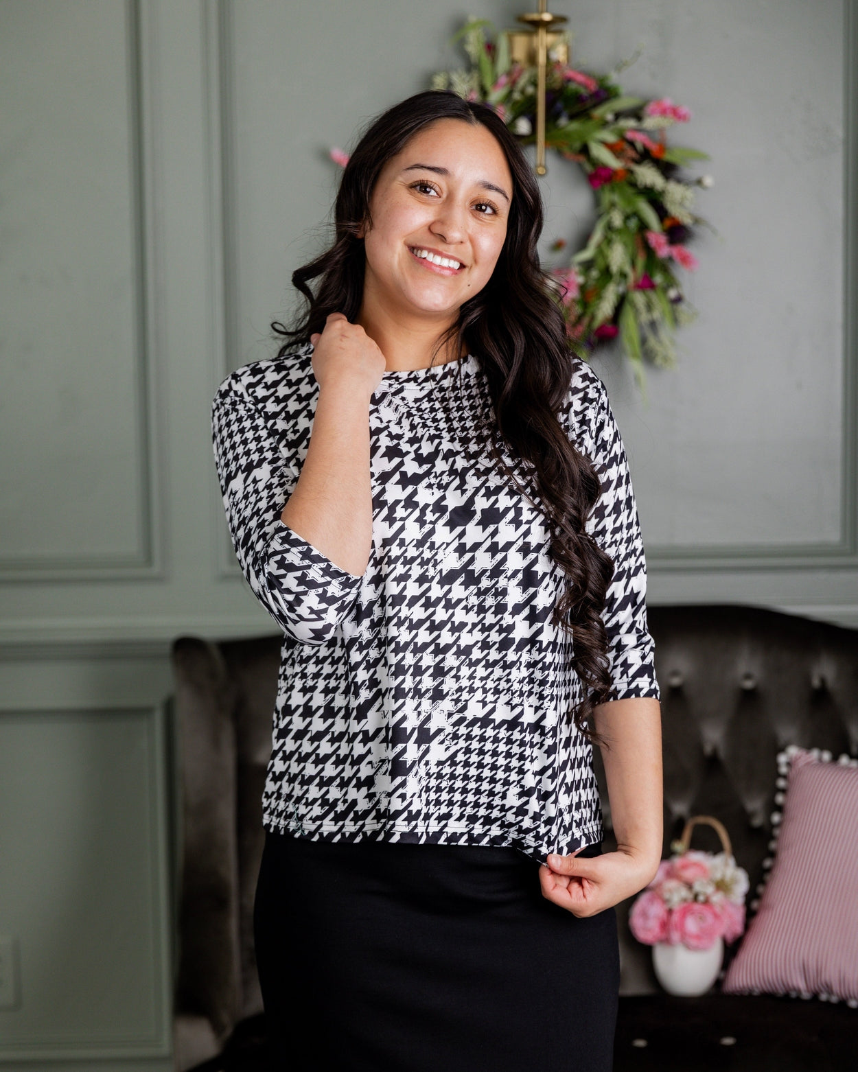 Lucia Top in Classic Charmer nuggles-clothing