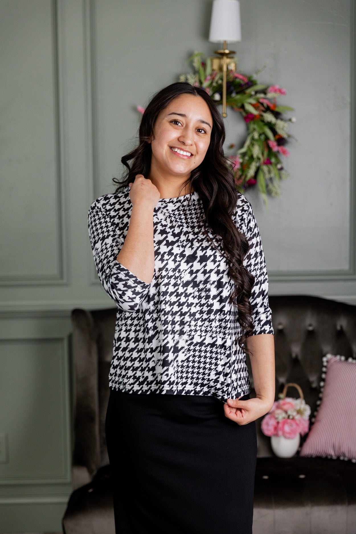 Lucia Top in Classic Charmer nuggles-clothing