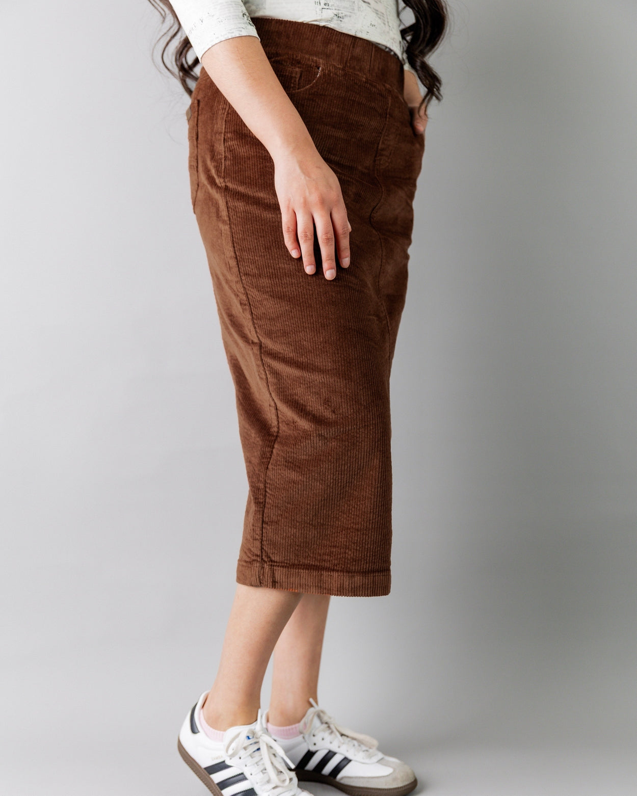 31" Corduroy Skirt in Rust - Final Sale nuggles-clothing