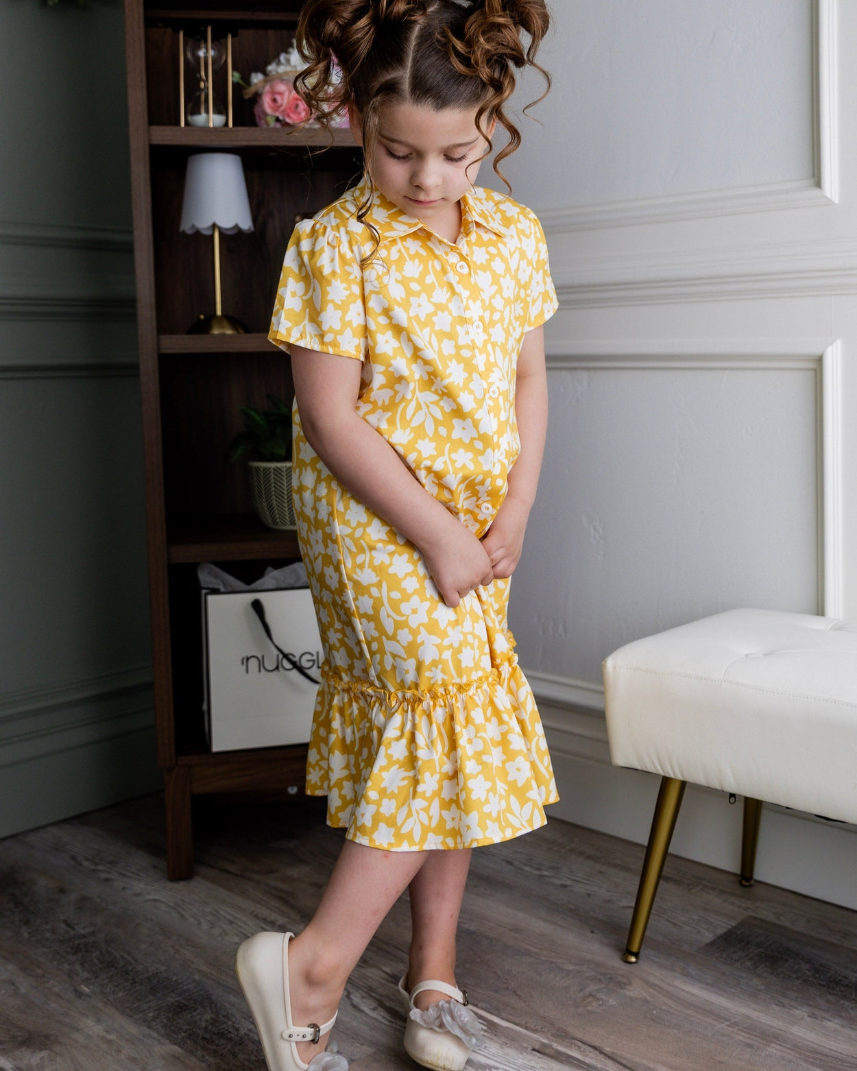 Girls Ellie Dress in Sunshine Sprigs nuggles-clothing