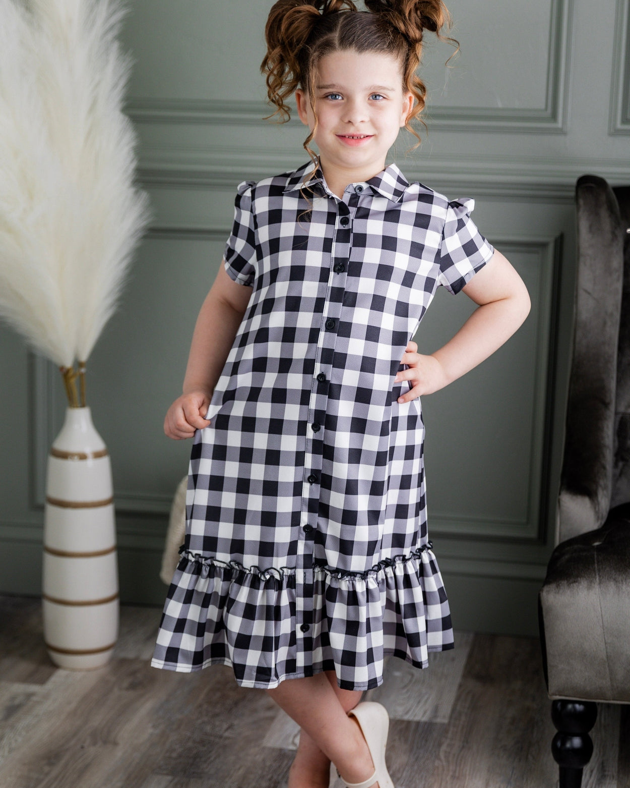 Girls Ellie Dress in Storybook Check nuggles-clothing