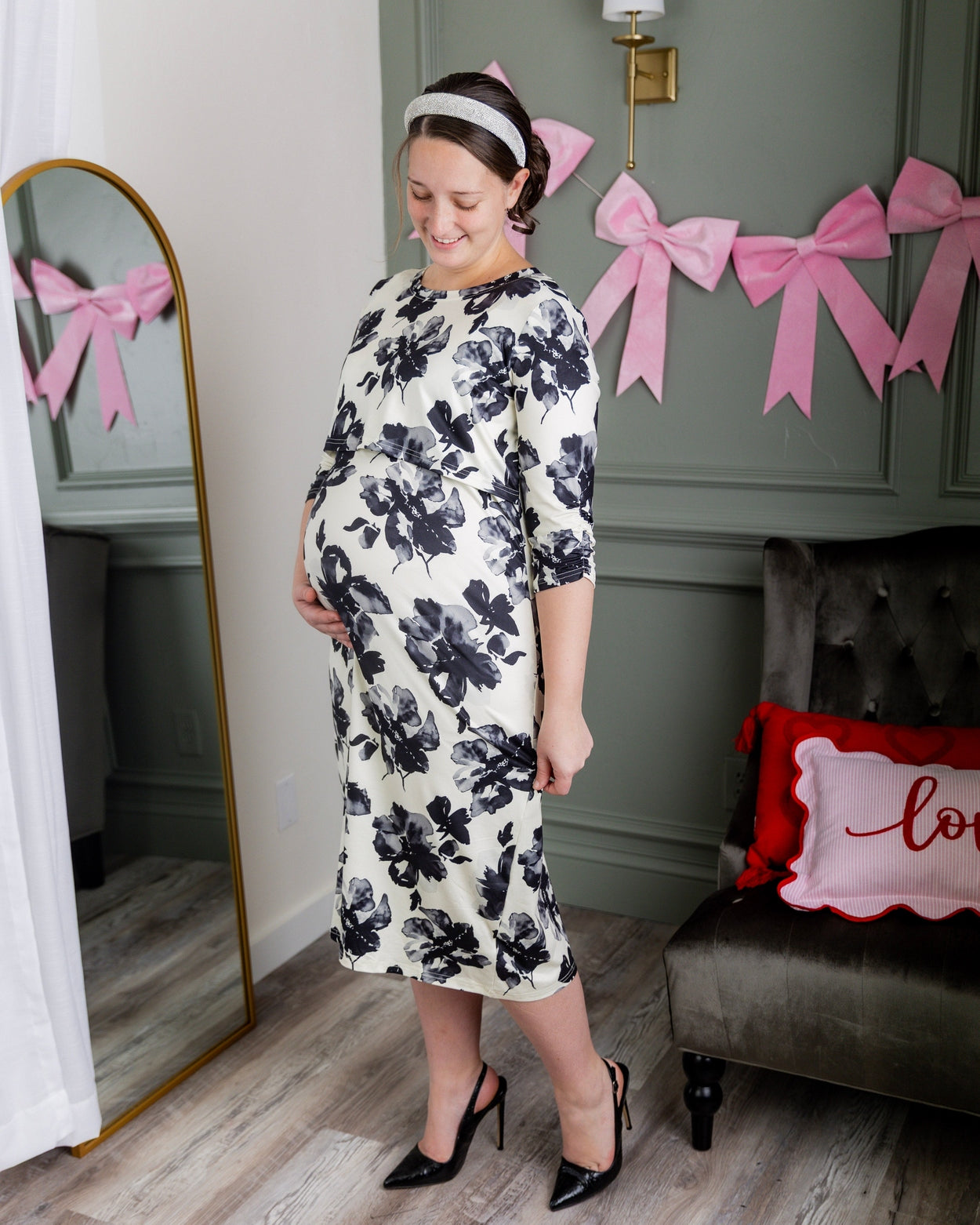 Nalani Nursing Dress in Ink Blossom - Final Sale nuggles-clothing
