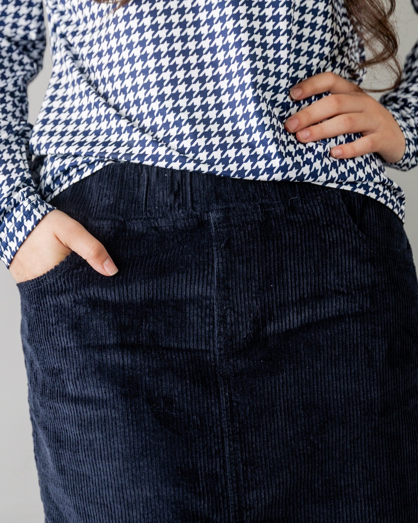 27" Corduroy Skirt in Navy - Final Sale nuggles-clothing