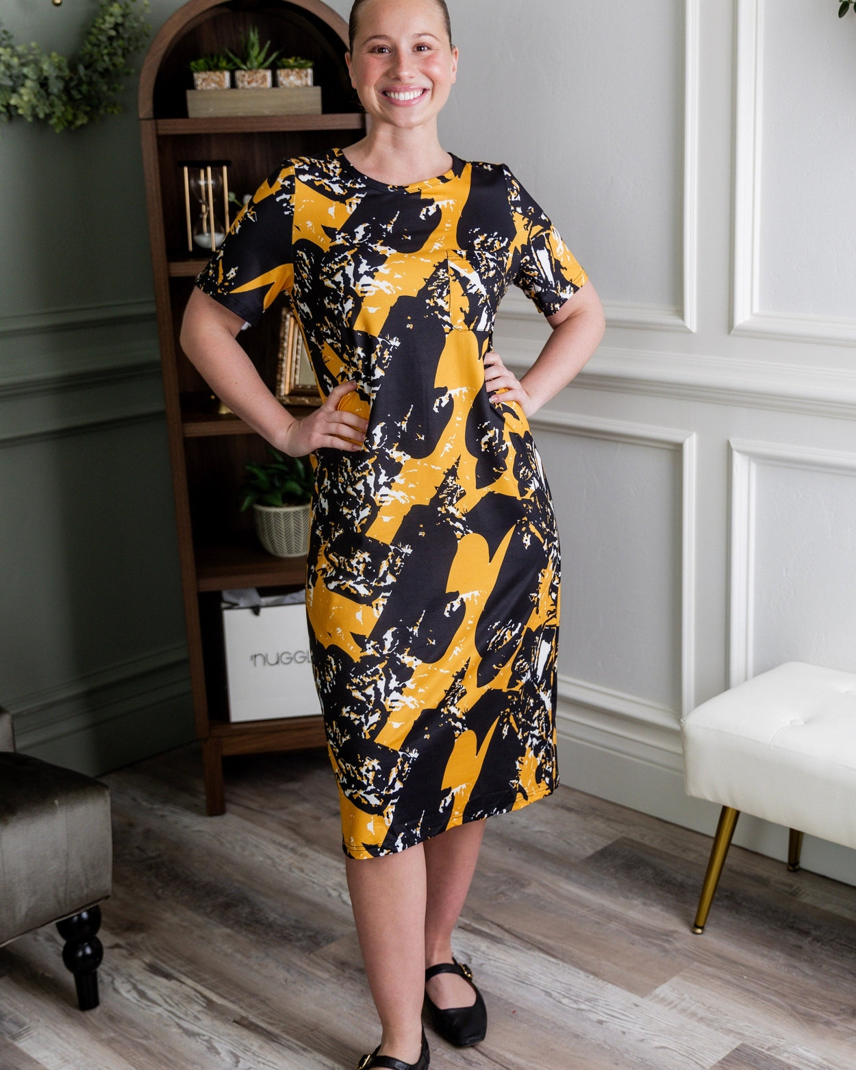 Aviva Dress in Golden Drift nuggles-clothing