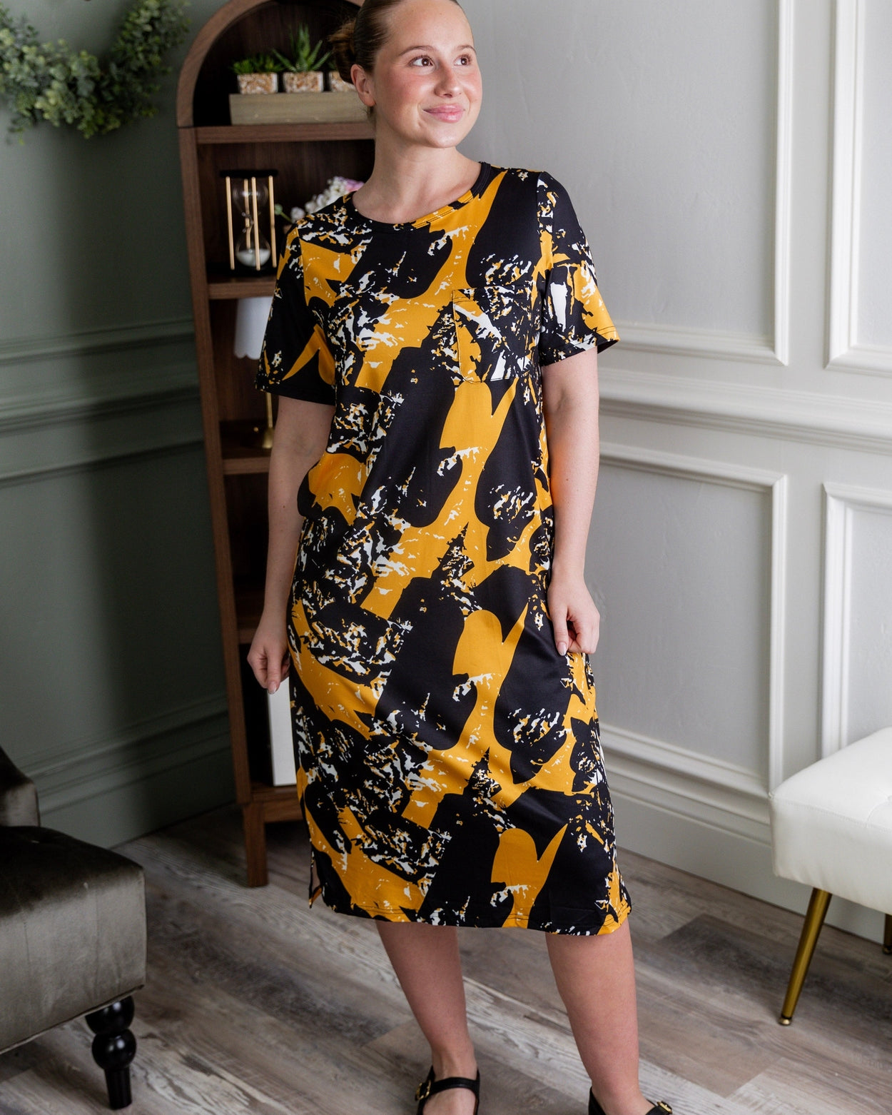 Aviva Dress in Golden Drift nuggles-clothing