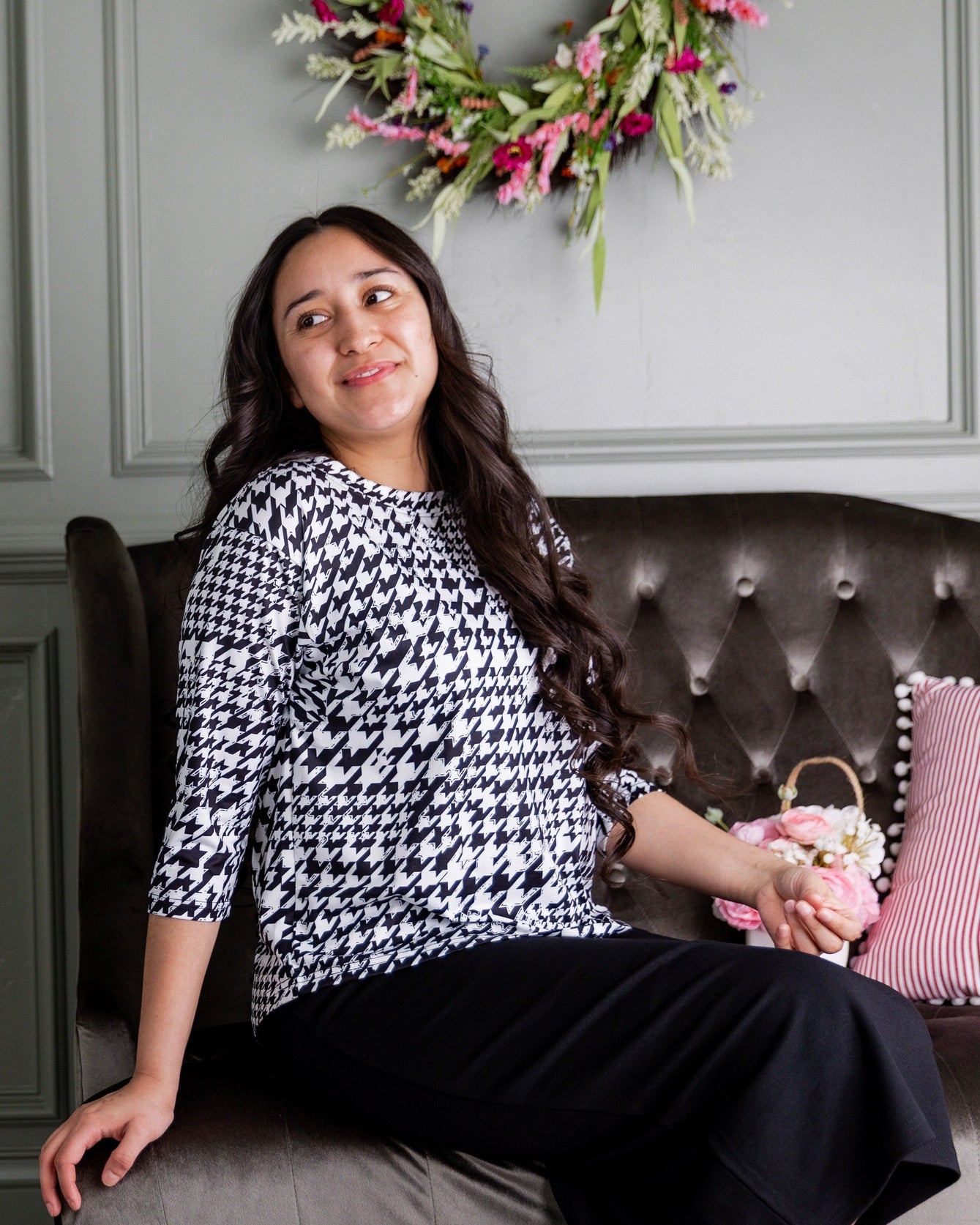 Lucia Top in Classic Charmer nuggles-clothing