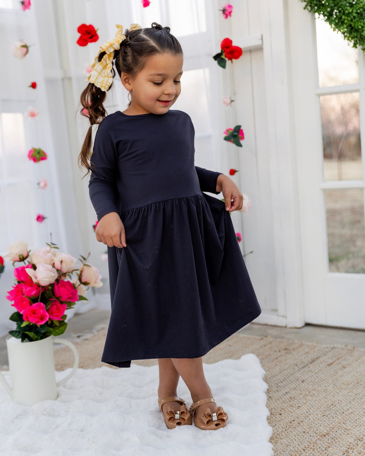 Girls' Farah Dress in Navy - Final Sale nuggles-clothing
