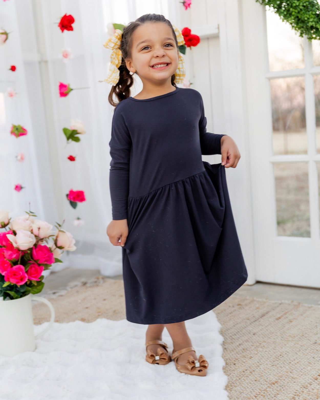 Girls' Farah Dress in Navy - Final Sale nuggles-clothing