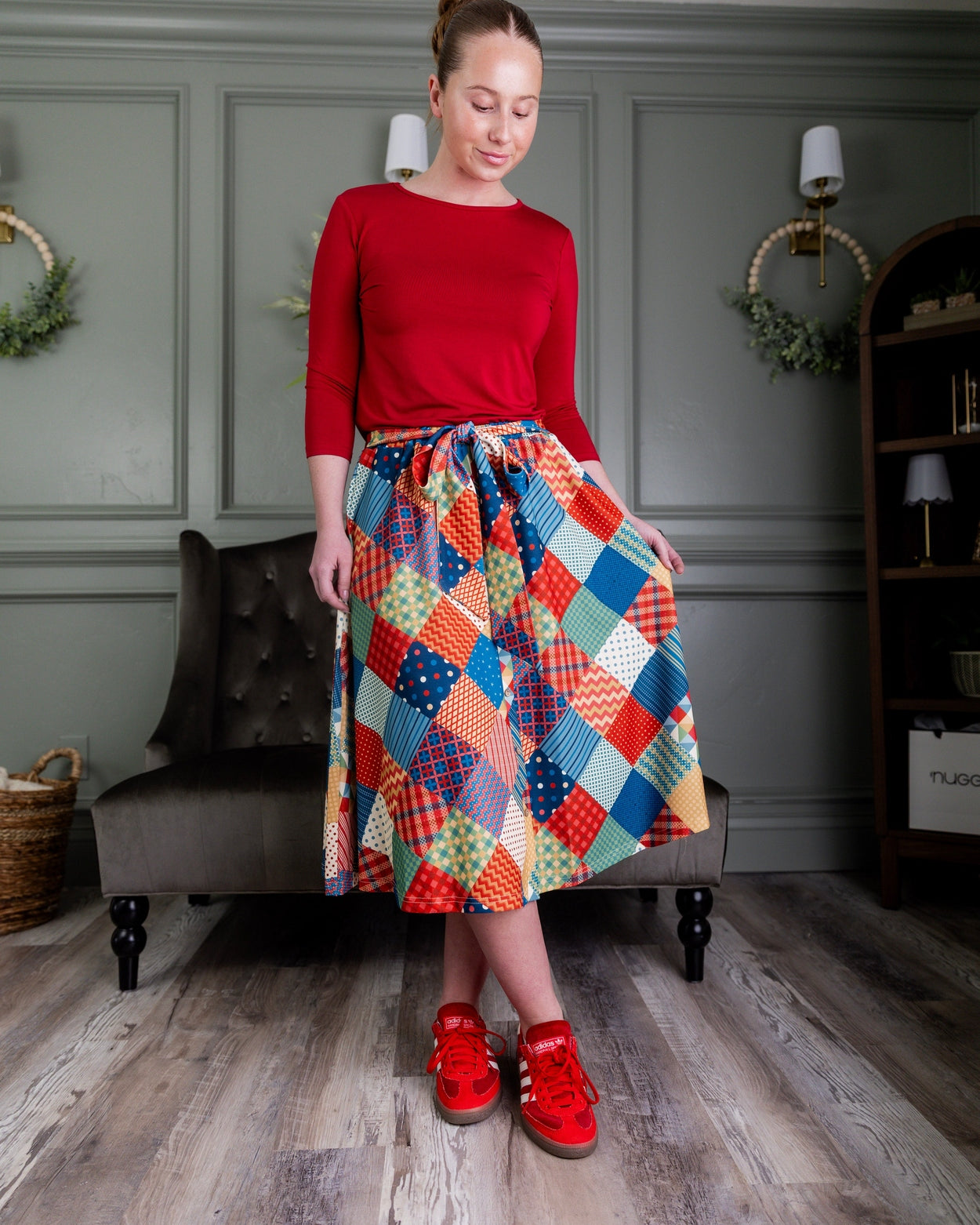 Bria Skirt in Scrappy Sweetheart nuggles-clothing