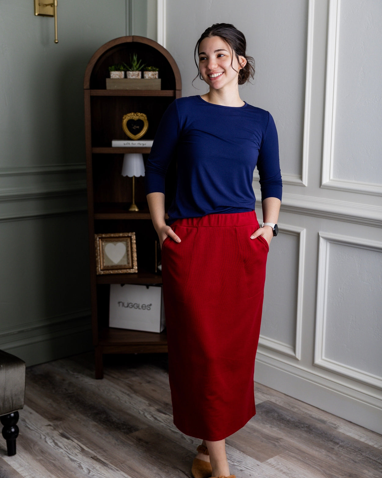 31" Pocket Classic Skirt in Peacock Blue nuggles-clothing